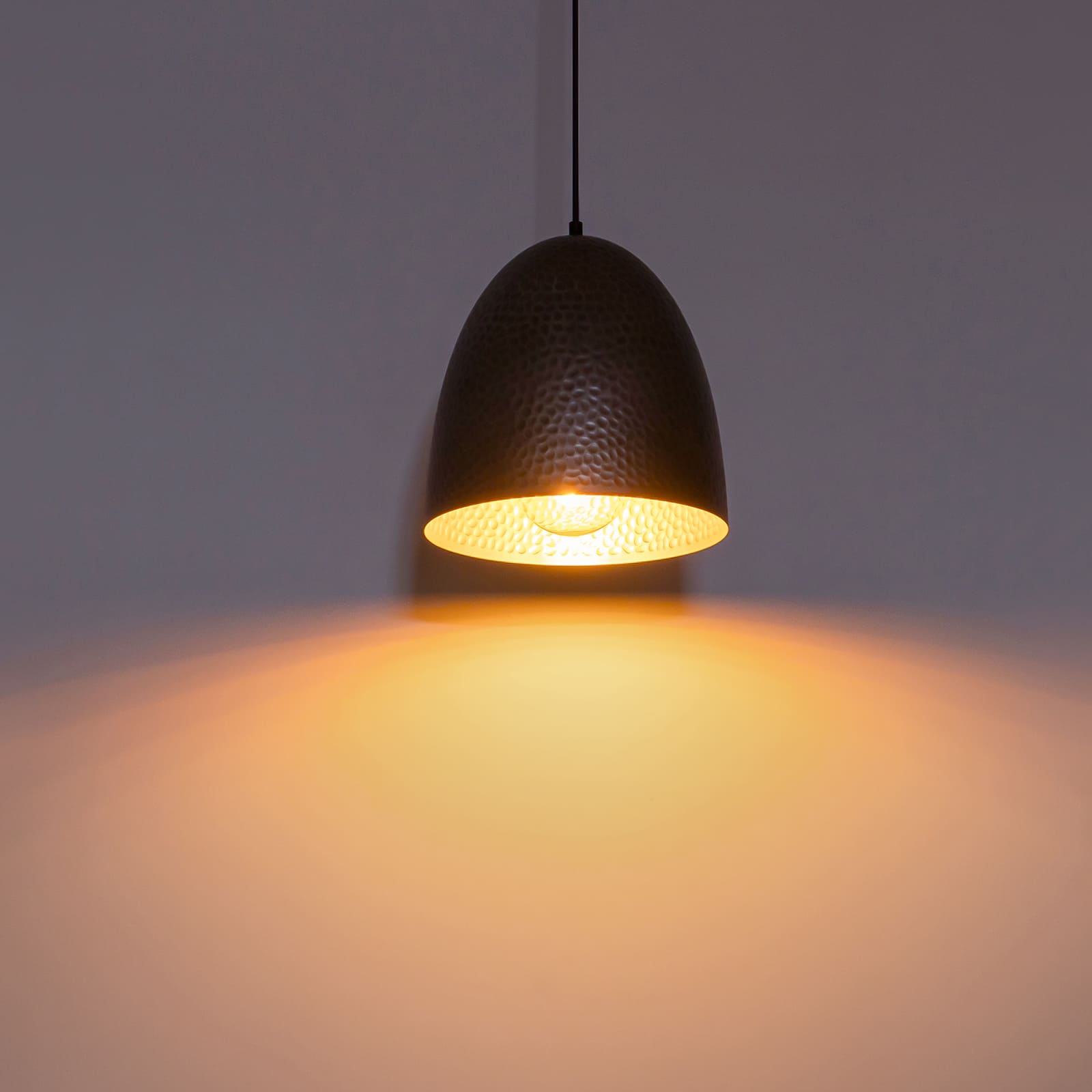 Glowlings 1-Light Industrial Silver Hammered Dome Pendant Light For Kitchen Island