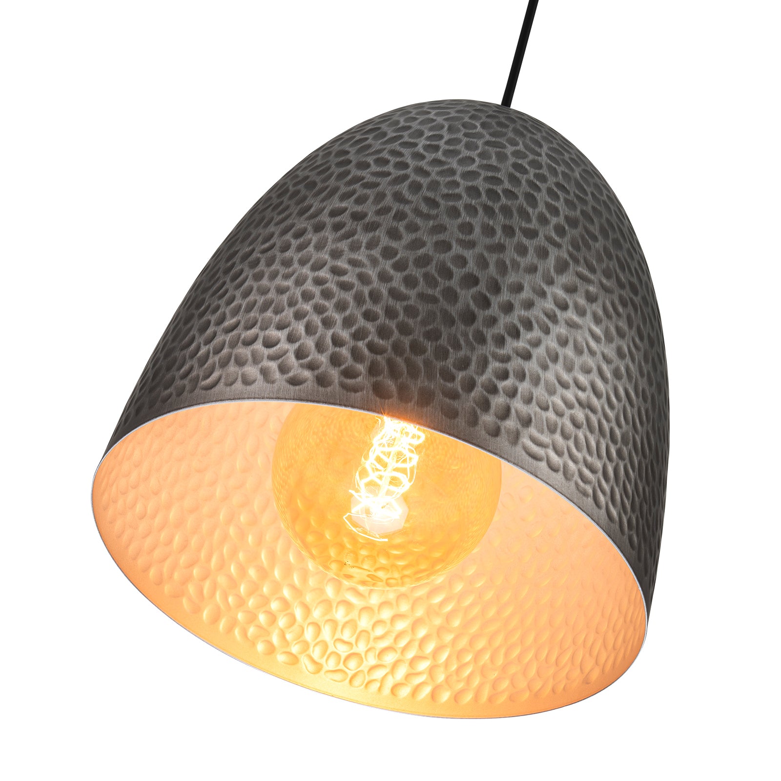 Glowlings 1-Light Industrial Silver Hammered Dome Pendant Light For Kitchen Island