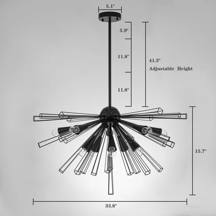 Glowlings 10-flammiger moderner Sunburst-Sputnik-Kugel-Kronleuchter für Esszimmer
