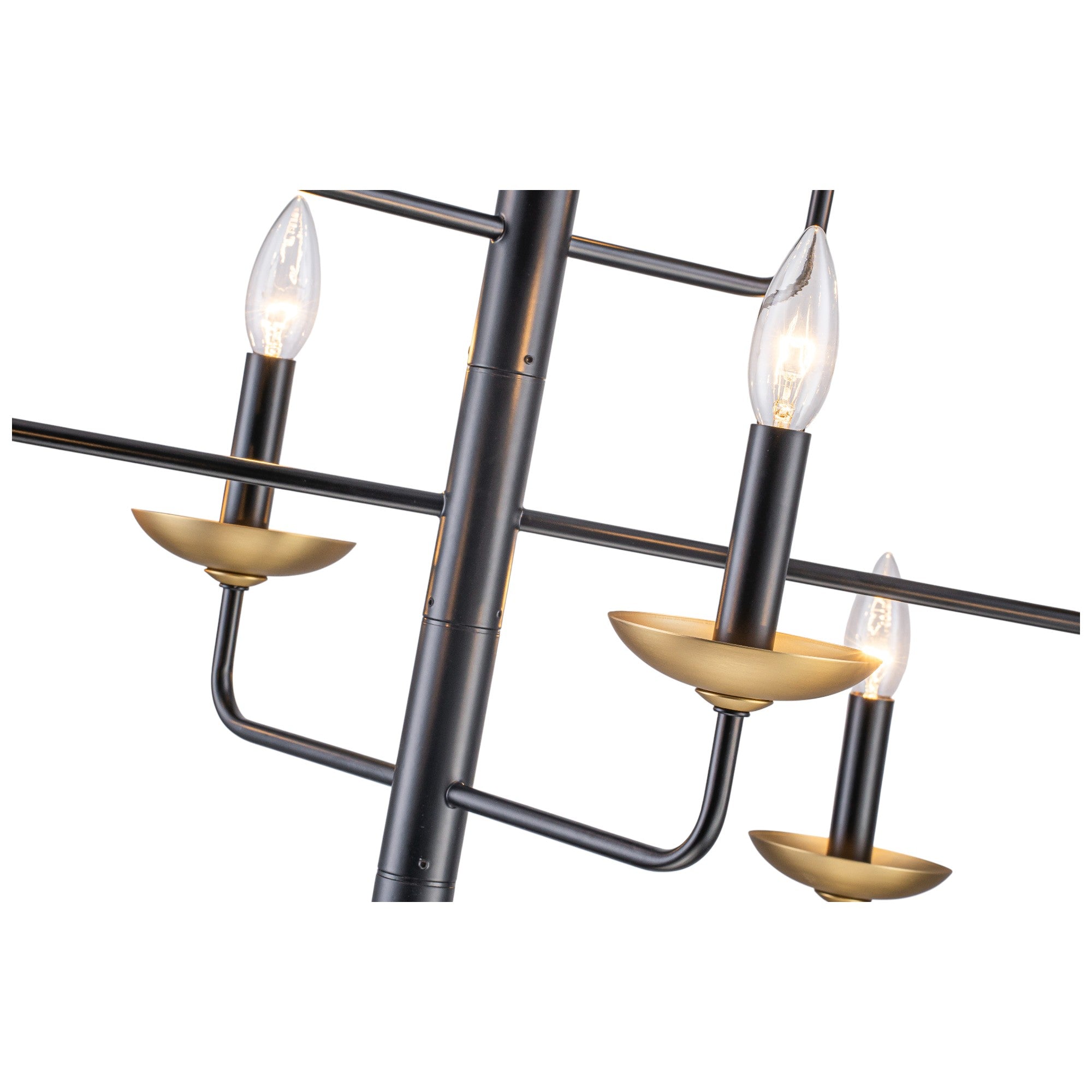 Glowlings 10-Light Classical 31"Wide Large 4-Tied Black&Gold Candle Style Chandelier