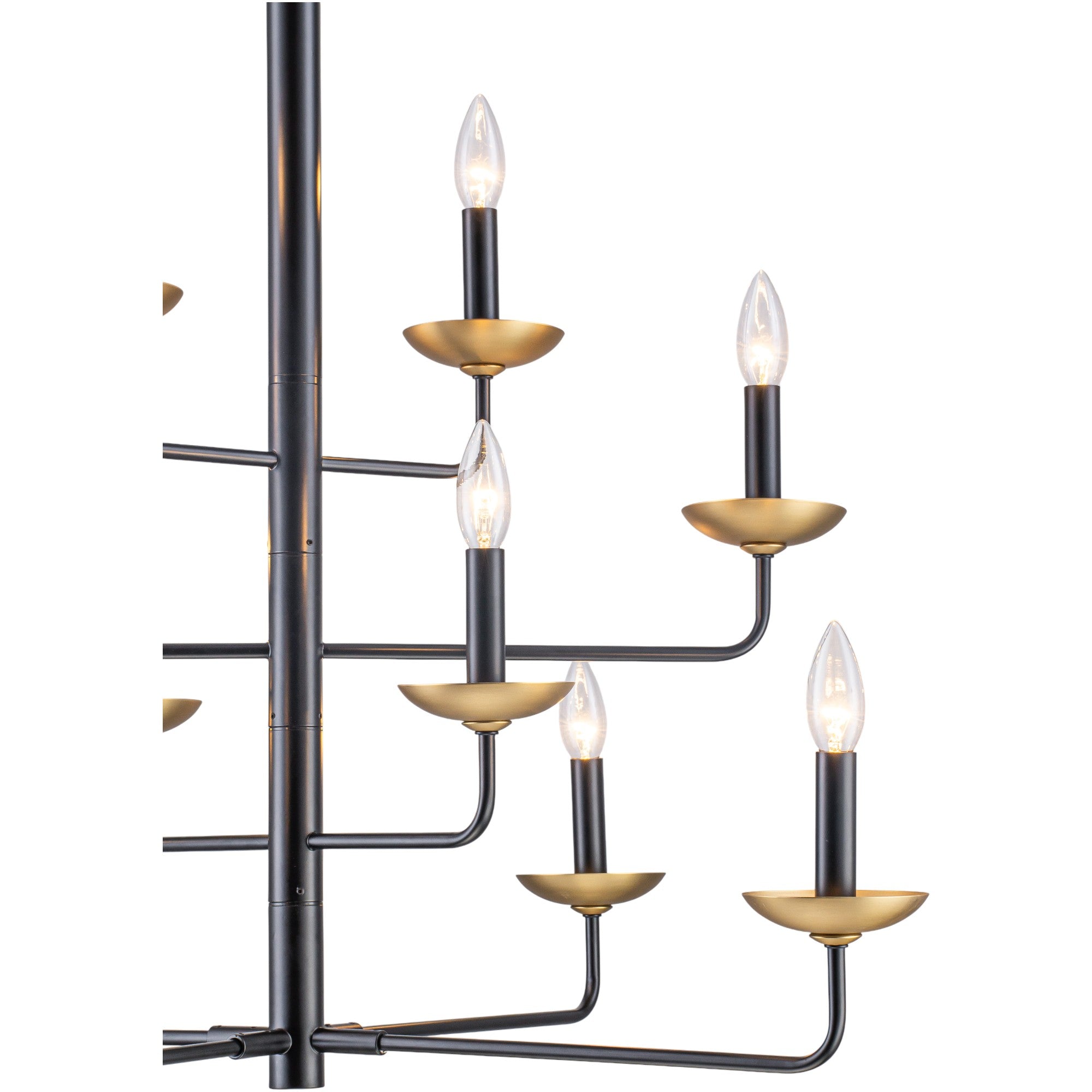 Glowlings 10-Light Classical 31"Wide Large 4-Tied Black&Gold Candle Style Chandelier