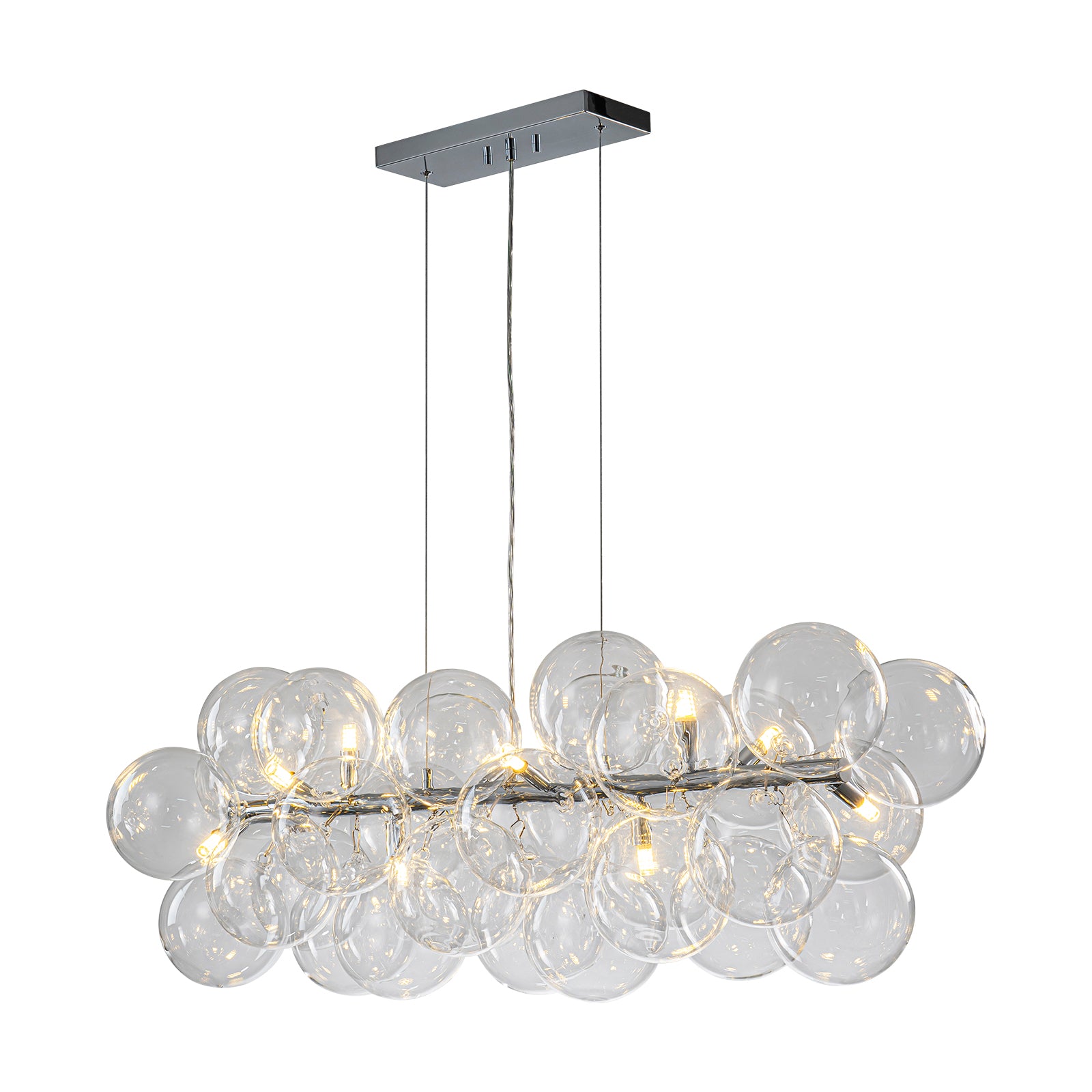 Glowlings 10-Light Modern 42"Wide Large Linear Clear Globe Glass Chandelier