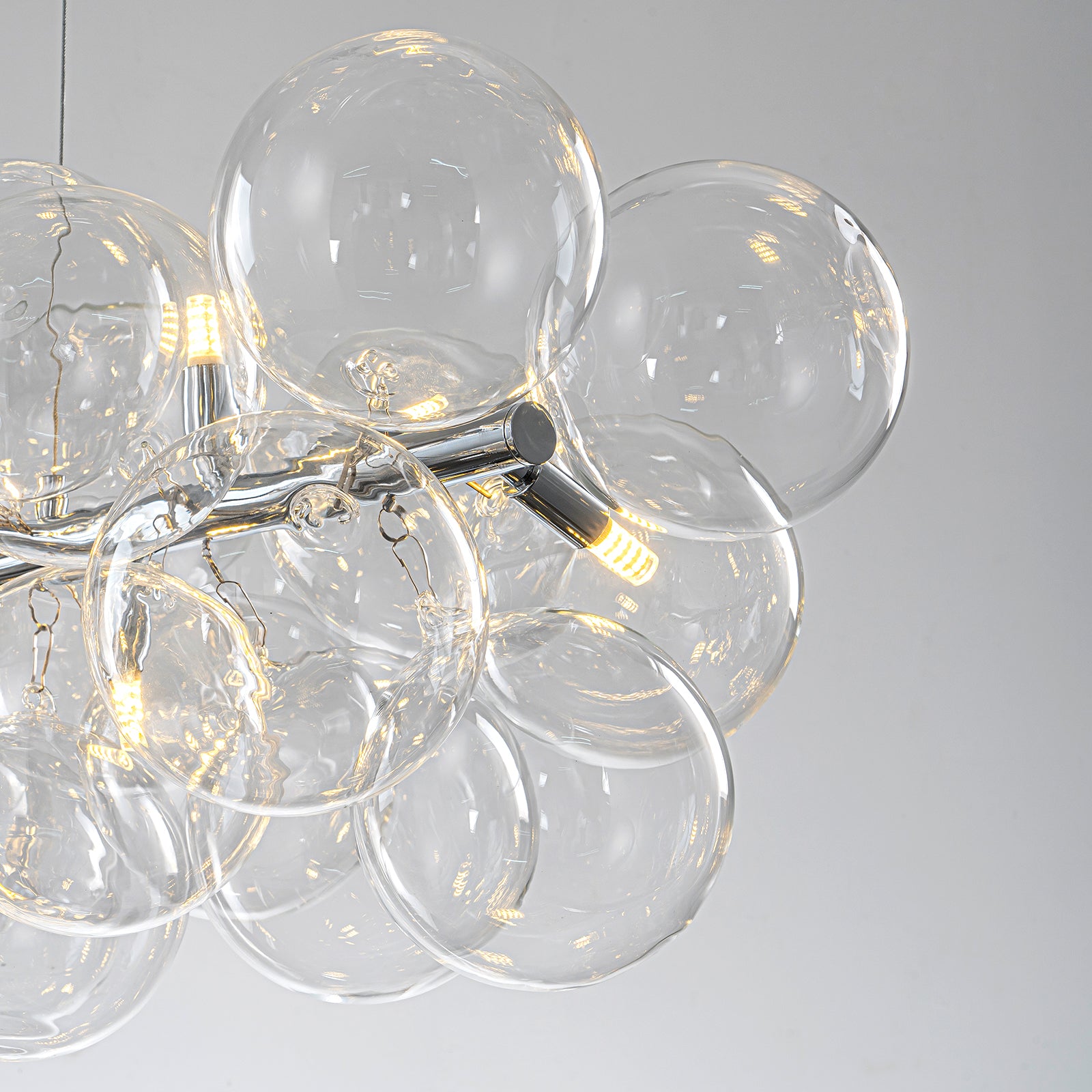 Glowlings 10-Light Modern 42"Wide Large Linear Clear Globe Glass Chandelier