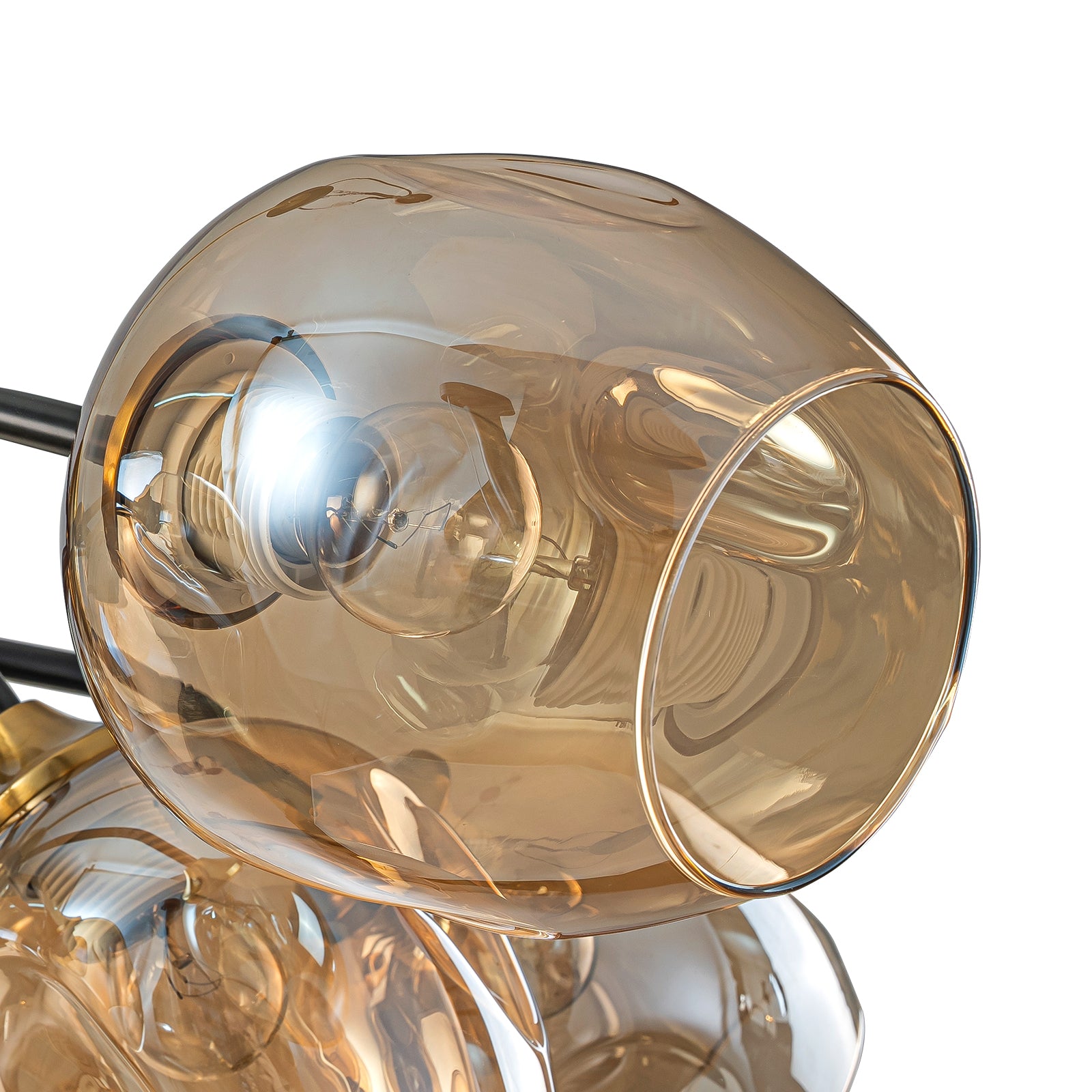 Glowlings 10-Light Modern 35"Wide Large Sputnik Amber Glass Chandelier