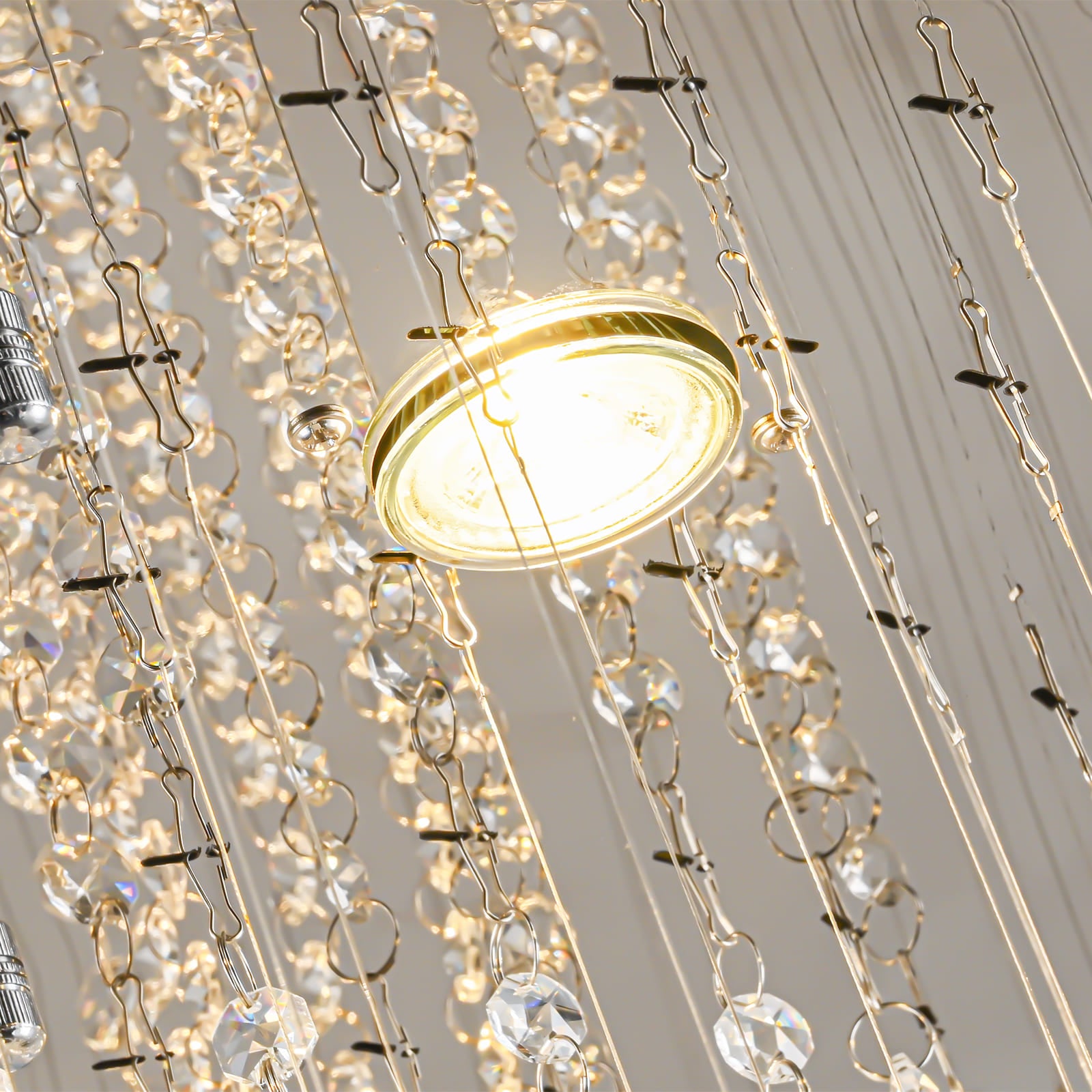 Glowlings 10-Light 98"H Luxury Double Spiral Raindrop Crystal Foyer Chandelier For High Ceilings