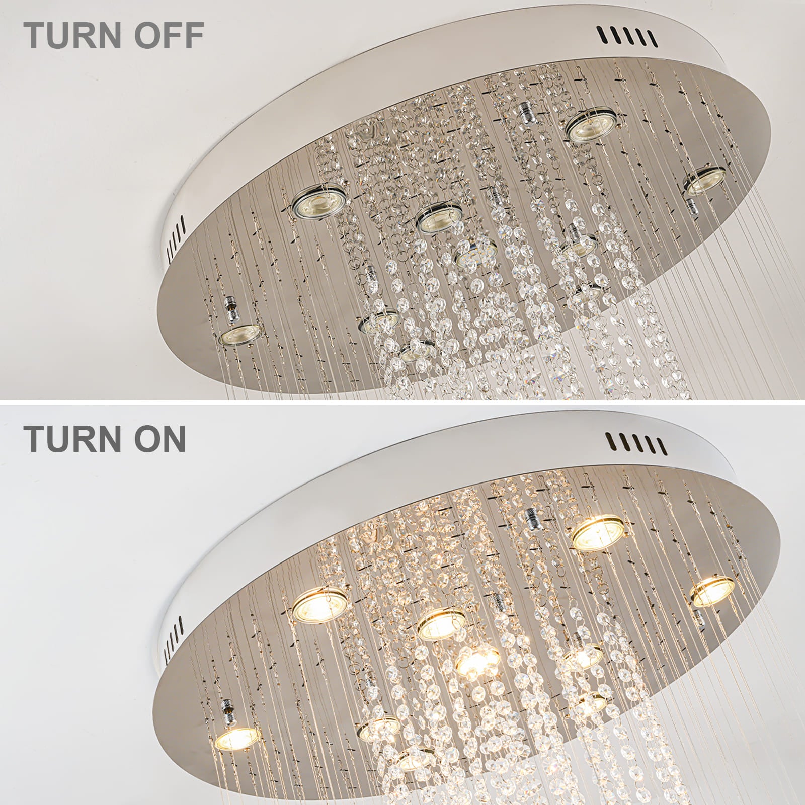 Glowlings 10-Light 98"H Luxury Double Spiral Raindrop Crystal Foyer Chandelier For High Ceilings