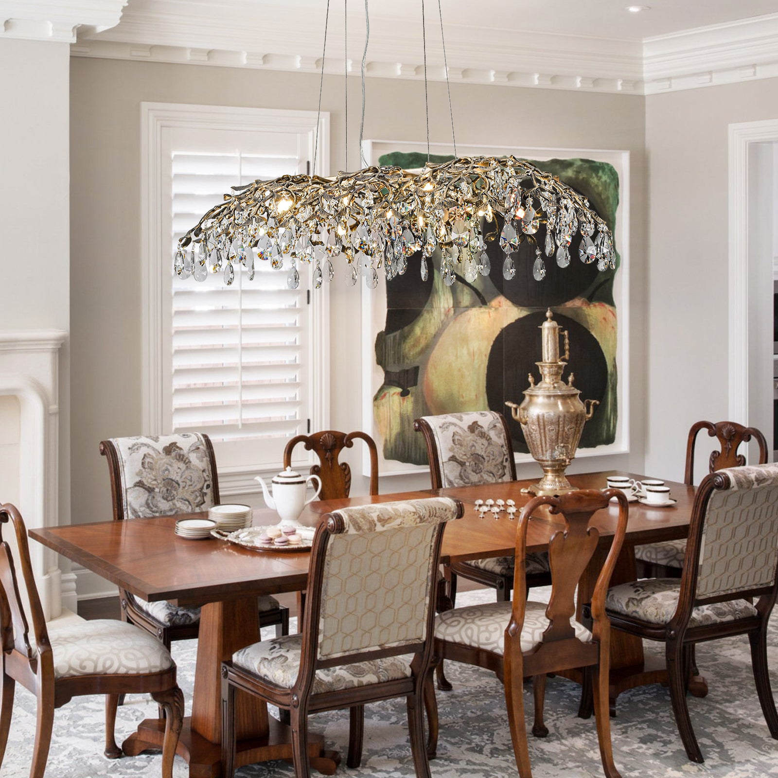 Glowlings 10-Light 47"Wide French Vintage Large Bronze Branches Linear Crystal Chandelier