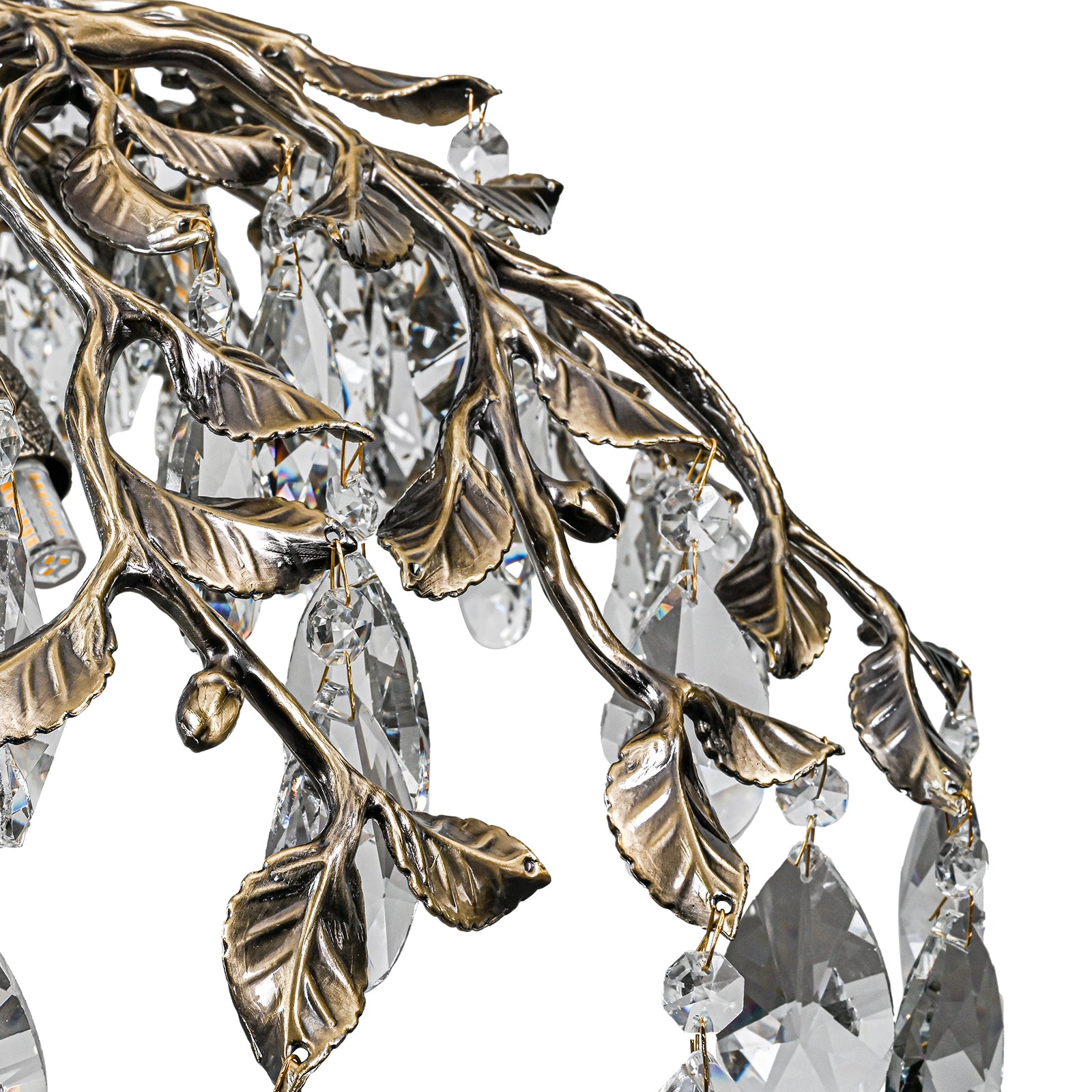 Glowlings 10-Light 47"Wide French Vintage Large Bronze Branches Linear Crystal Chandelier