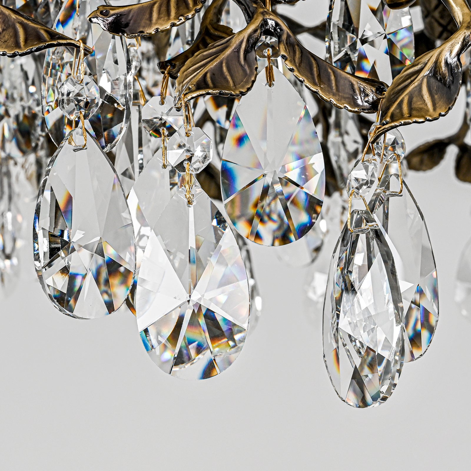 Glowlings 10-Light 47"Wide French Vintage Large Bronze Branches Linear Crystal Chandelier