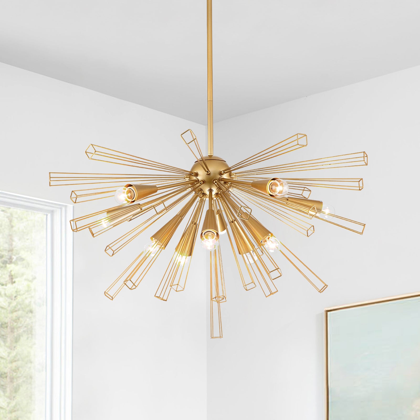 Glowlings 10-Light Modern Sunburst Sputnik Sphere Chandelier for Dining Room