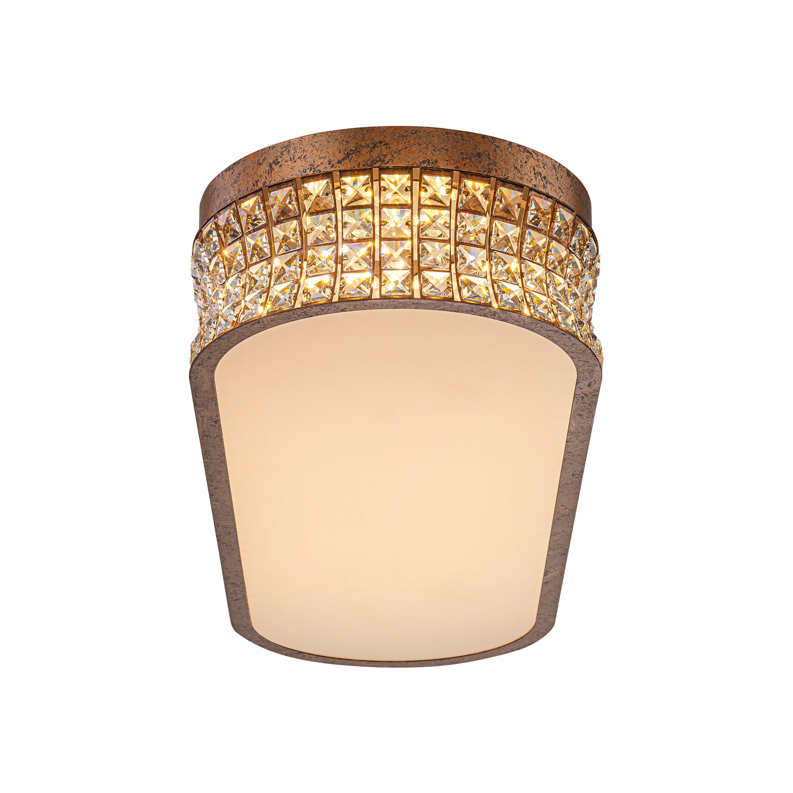 Glowlings 10-Light Vintage 39"Wide Large Antique Brass Linear Crystal LED Flush Mount