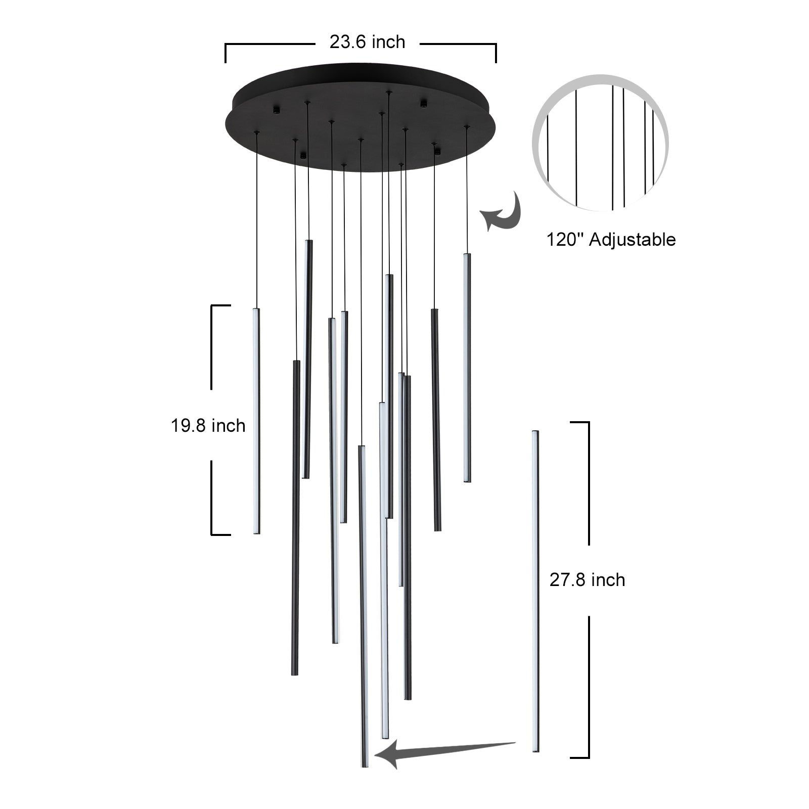 Glowlings 12/18-Licht Moderne Zylinder Linear LED Pendelleuchte für Treppenhaus