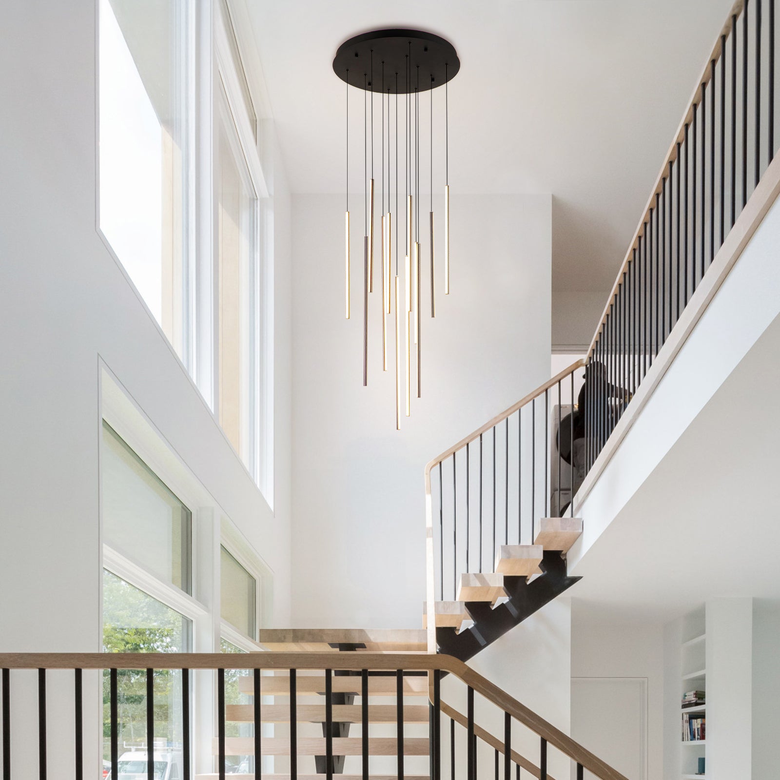 Glowlings 12/18-Licht Moderne Zylinder Linear LED Pendelleuchte für Treppenhaus