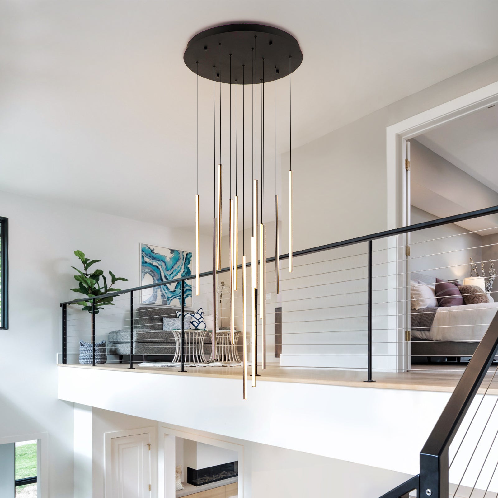 Glowlings 12/18-Licht Moderne Zylinder Linear LED Pendelleuchte für Treppenhaus