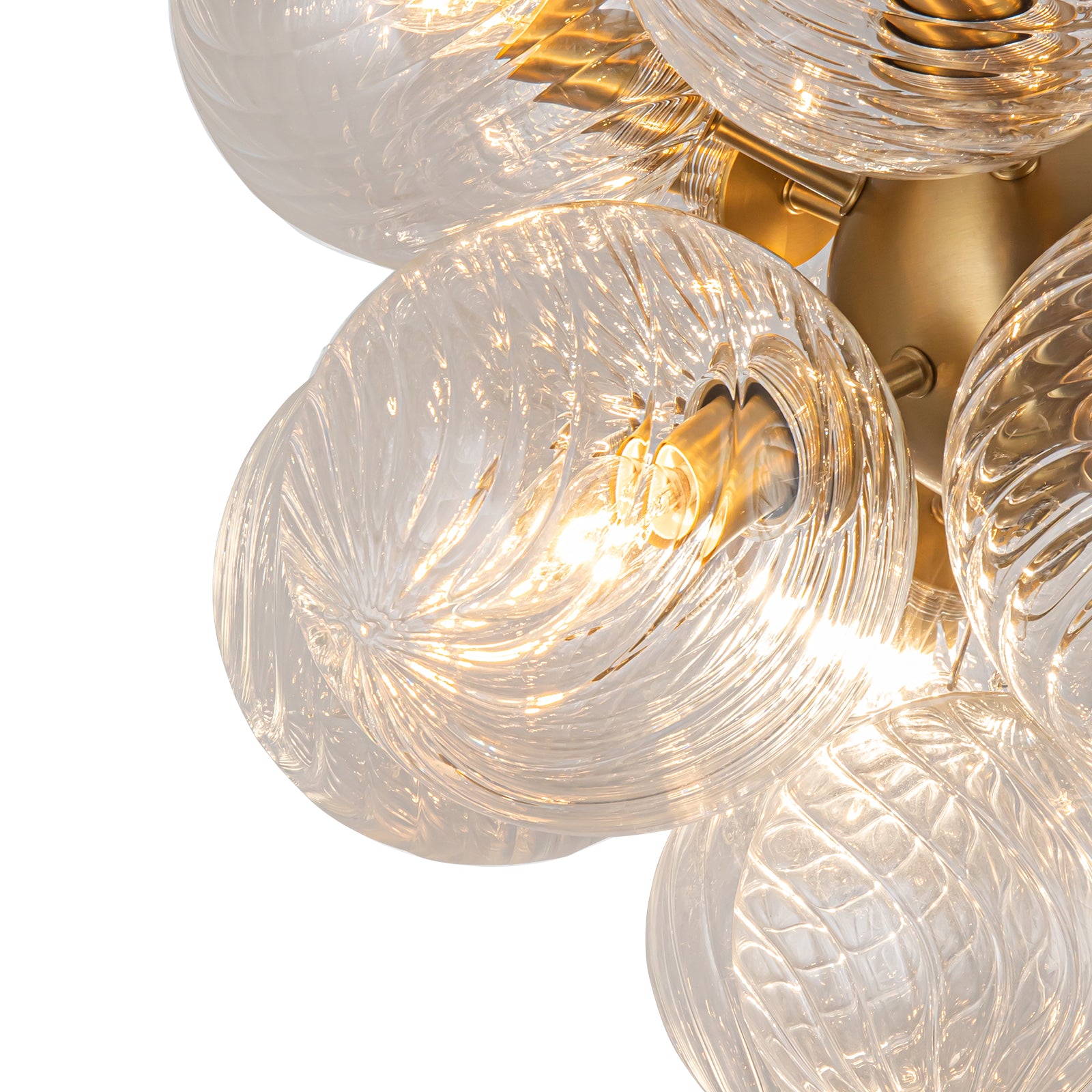 Glowlings Moderner Kronleuchter mit 12 Lichtern, 50,8 cm breit, klares geripptes Glas