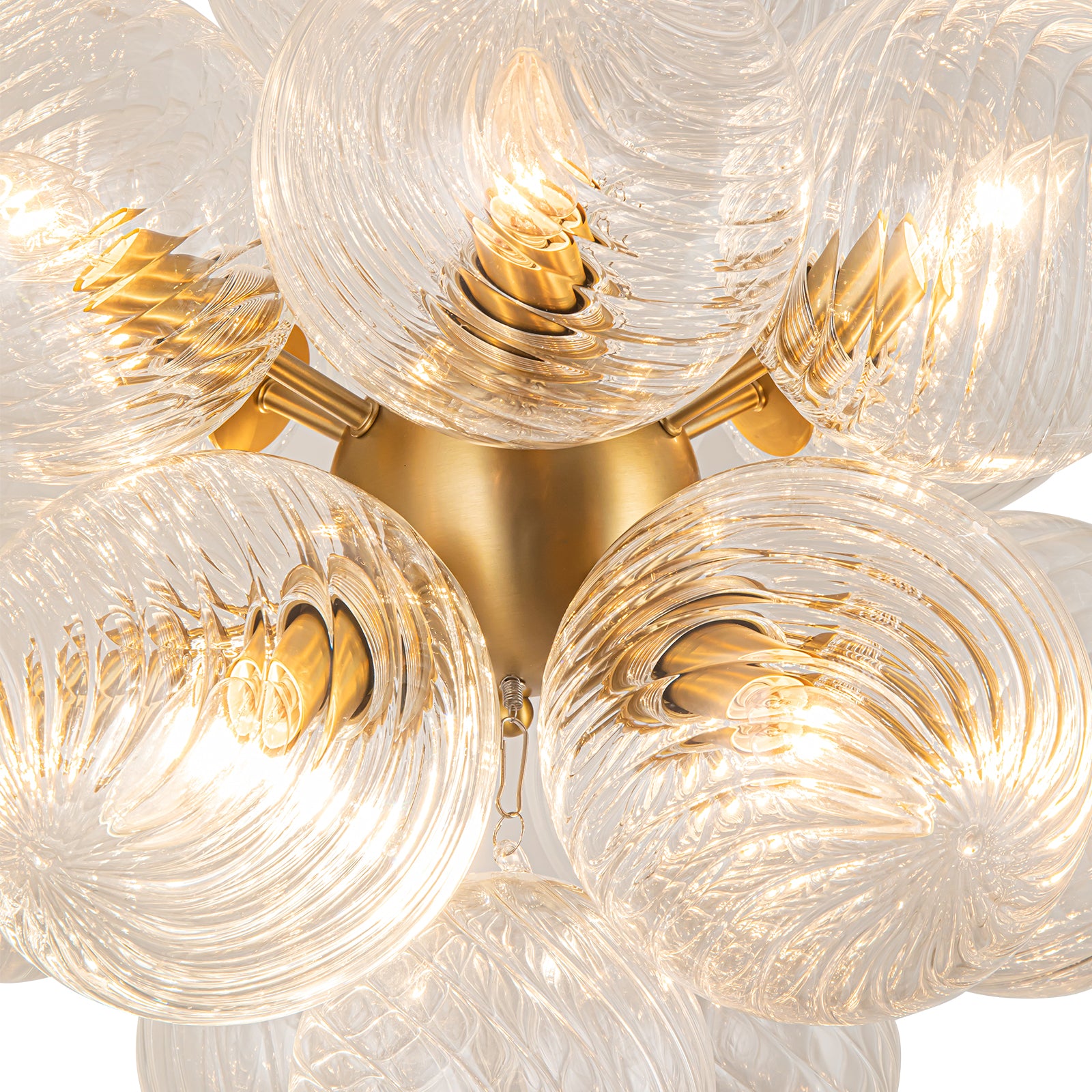Glowlings Moderner Kronleuchter mit 12 Lichtern, 50,8 cm breit, klares geripptes Glas