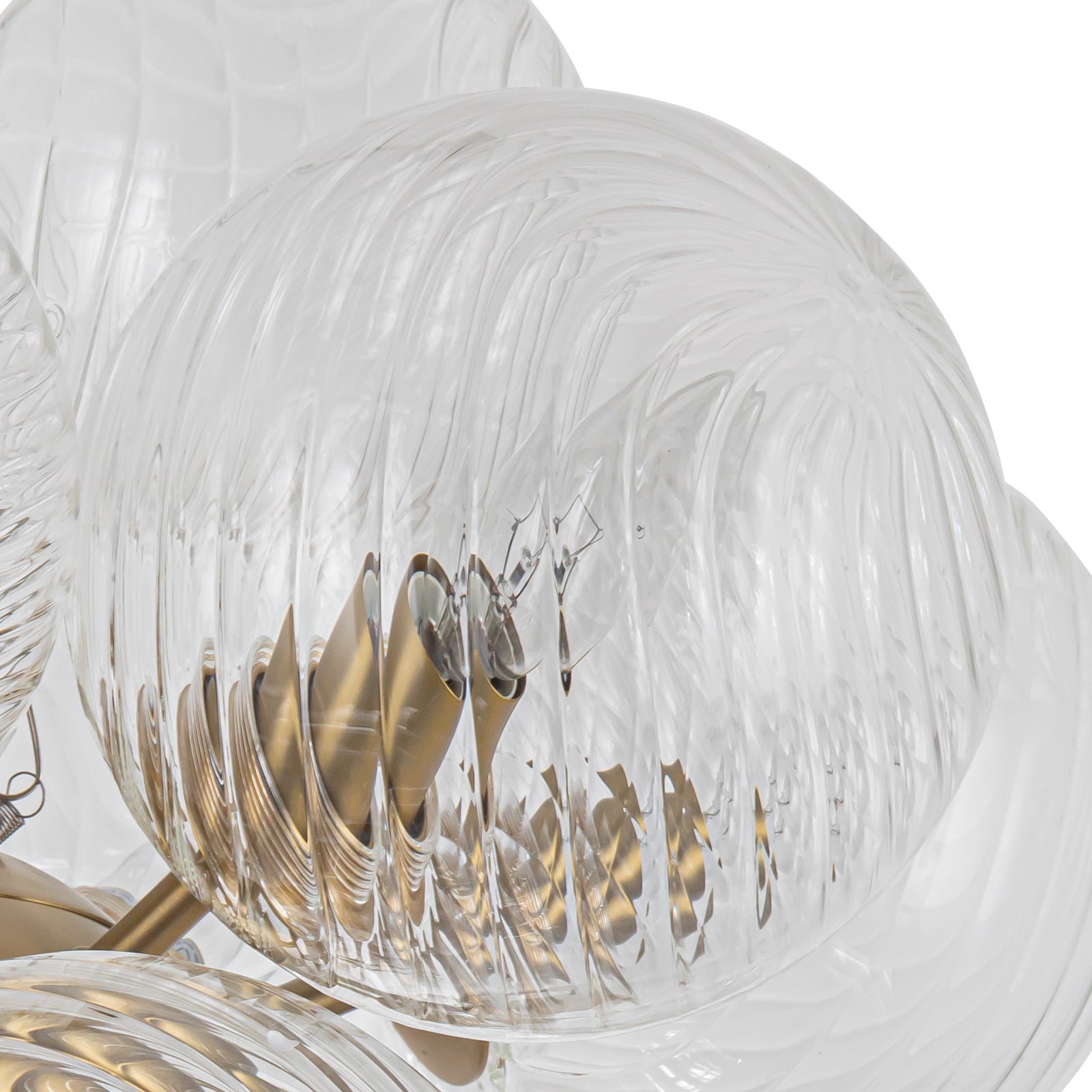 Glowlings Moderner Kronleuchter mit 12 Lichtern, 50,8 cm breit, klares geripptes Glas