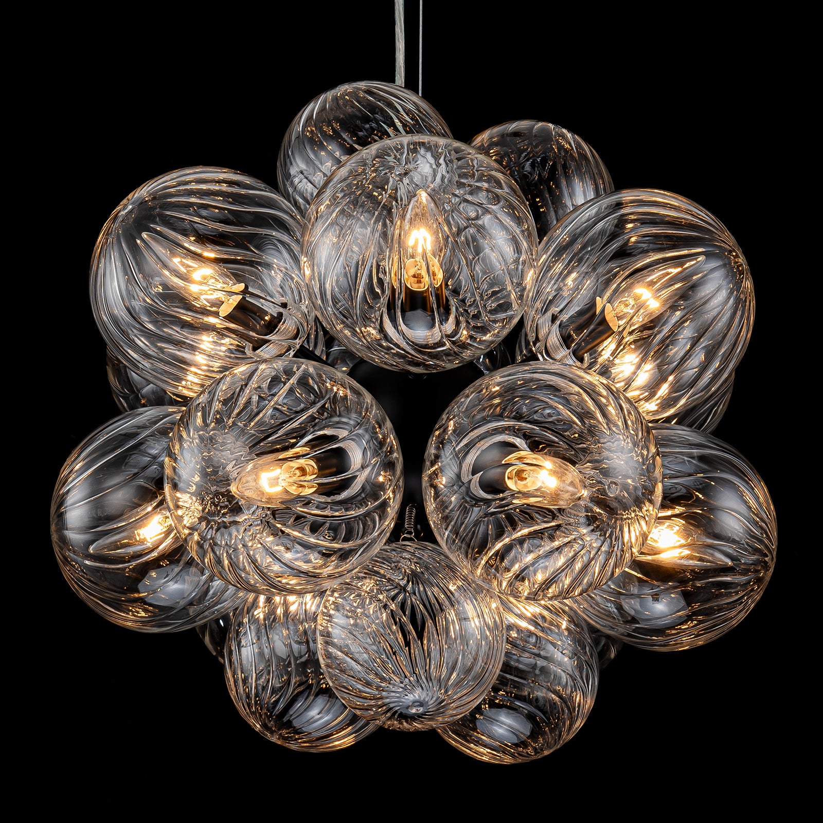 Glowlings Moderner Kronleuchter mit 12 Lichtern, 50,8 cm breit, klares geripptes Glas