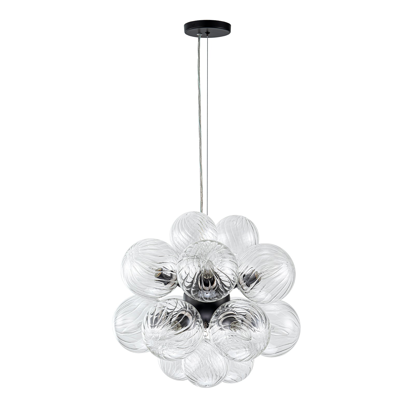 Glowlings Moderner Kronleuchter mit 12 Lichtern, 50,8 cm breit, klares geripptes Glas