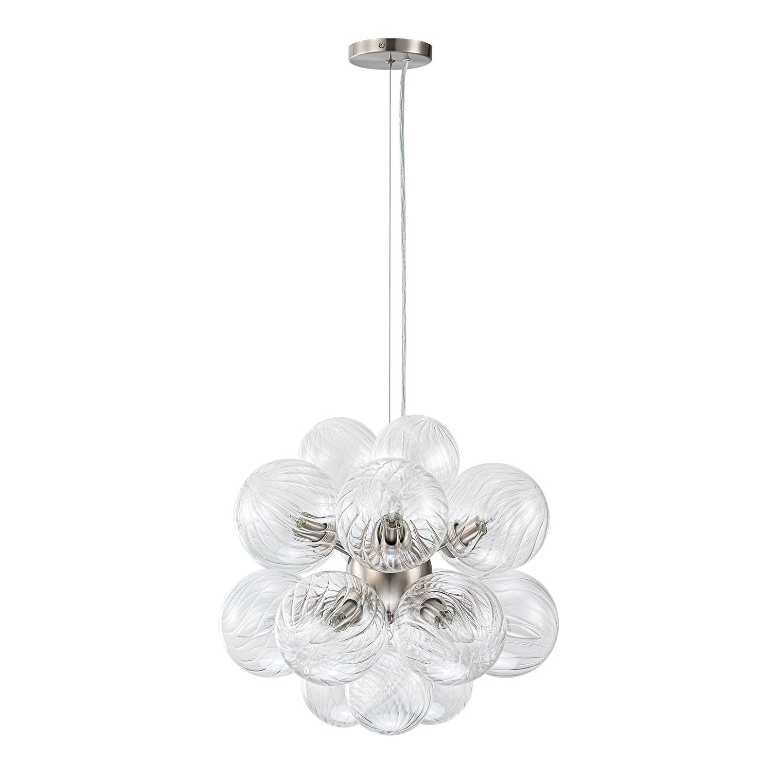 Glowlings Moderner Kronleuchter mit 12 Lichtern, 50,8 cm breit, klares geripptes Glas