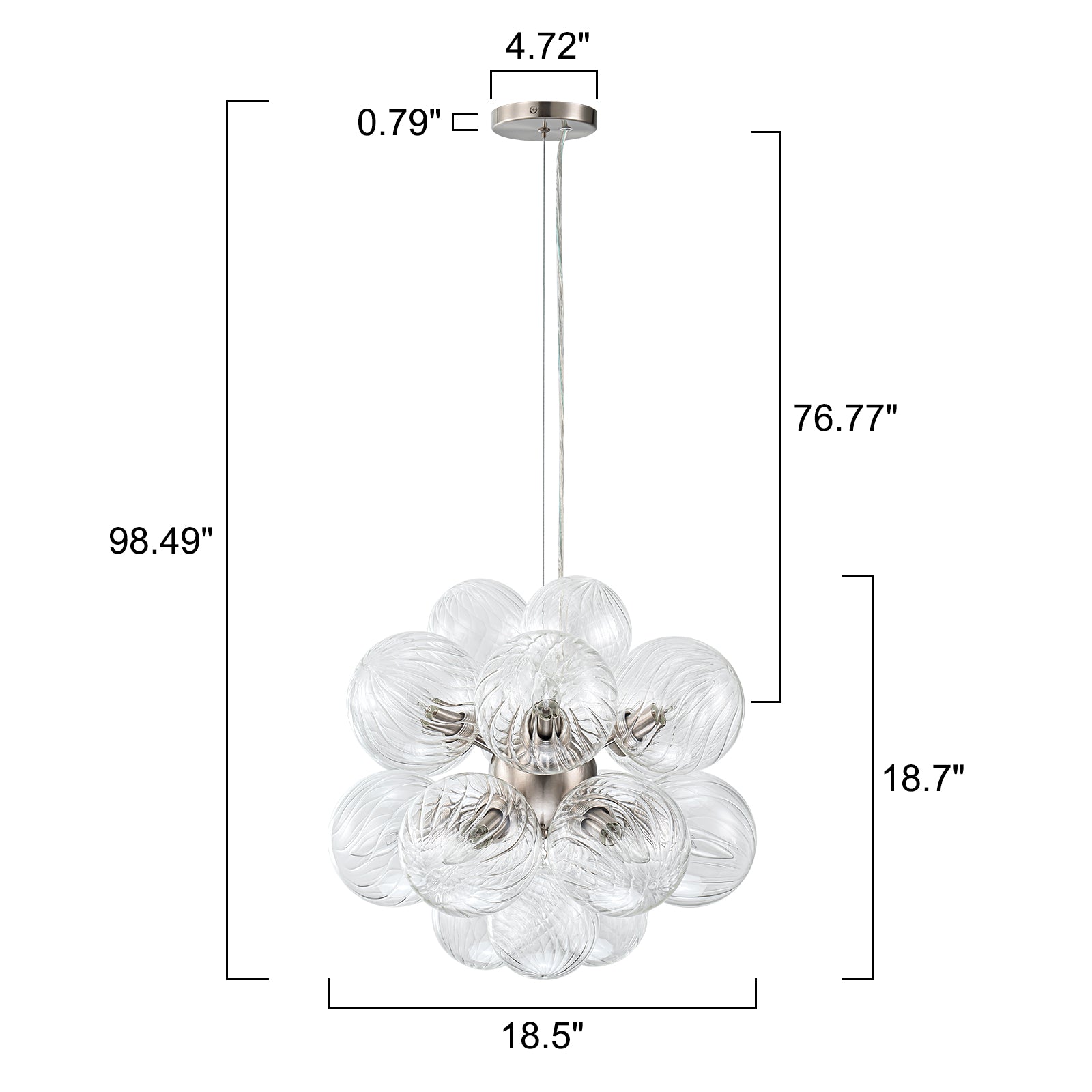 Glowlings Moderner Kronleuchter mit 12 Lichtern, 50,8 cm breit, klares geripptes Glas