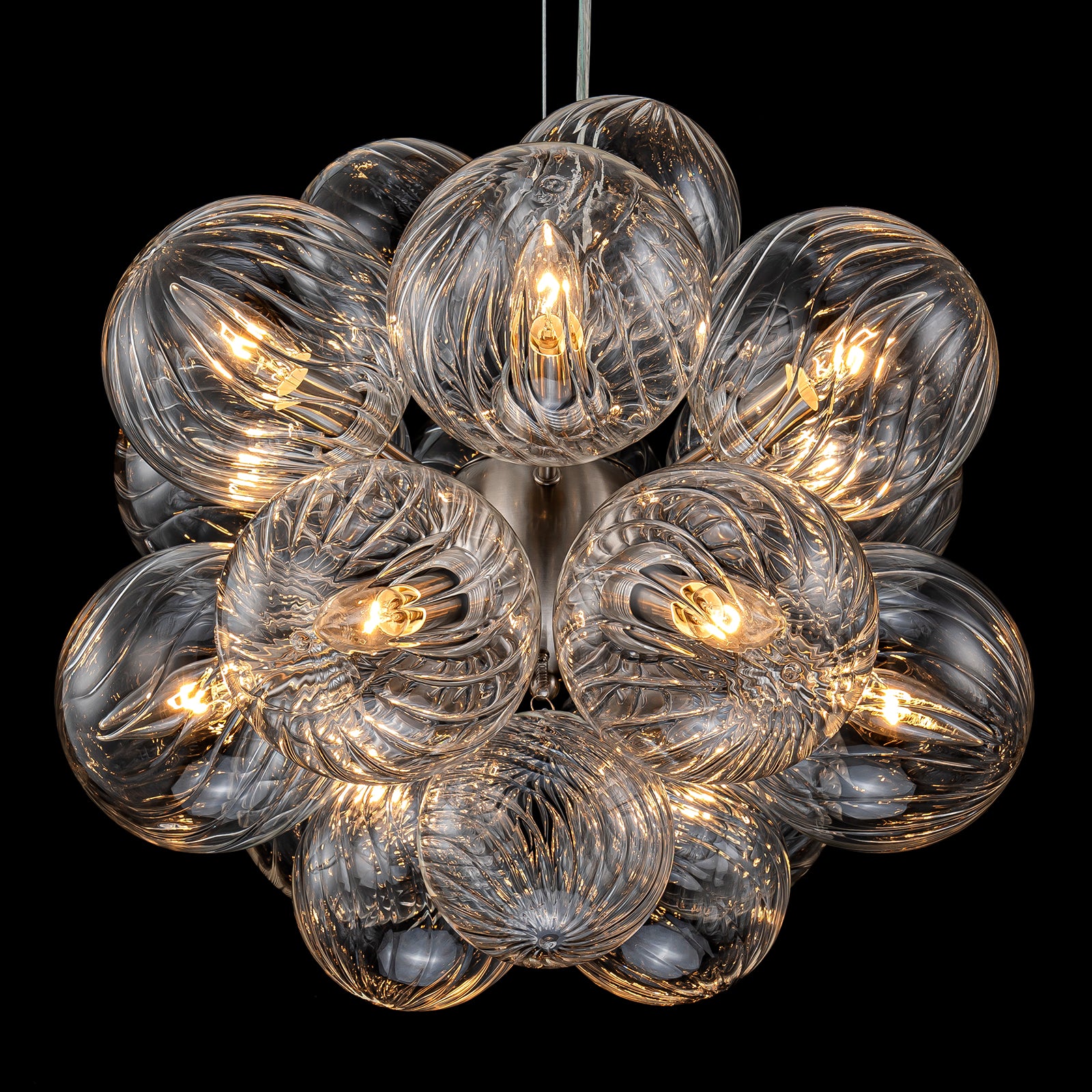 Glowlings Moderner Kronleuchter mit 12 Lichtern, 50,8 cm breit, klares geripptes Glas