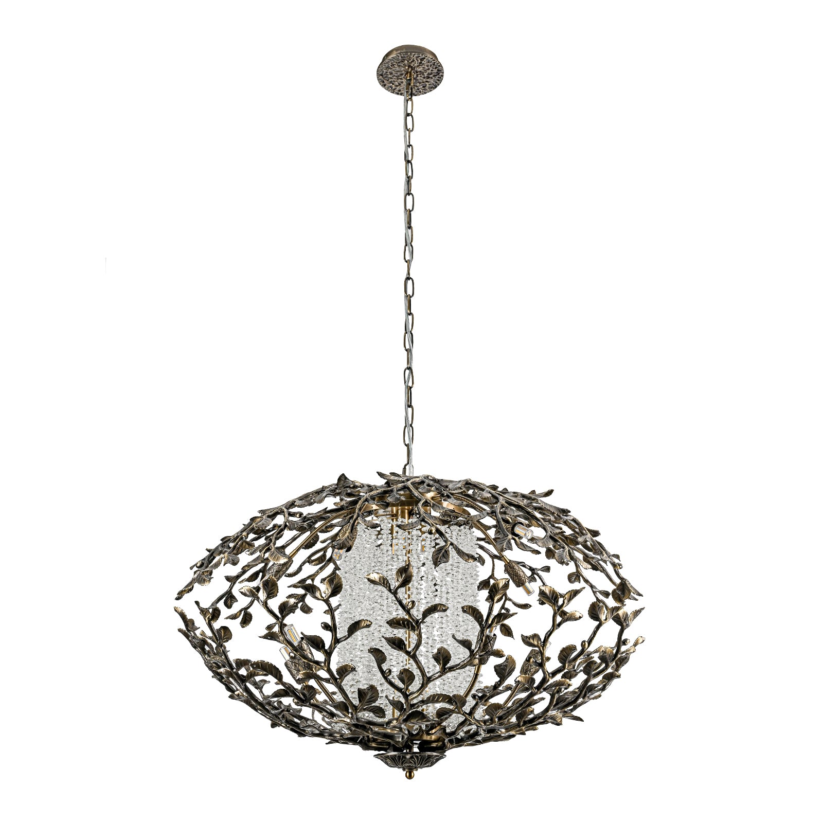 Glowlings 16-Light Retro 33"Wide Large Bronze Branches Crystal Globe Chandelier
