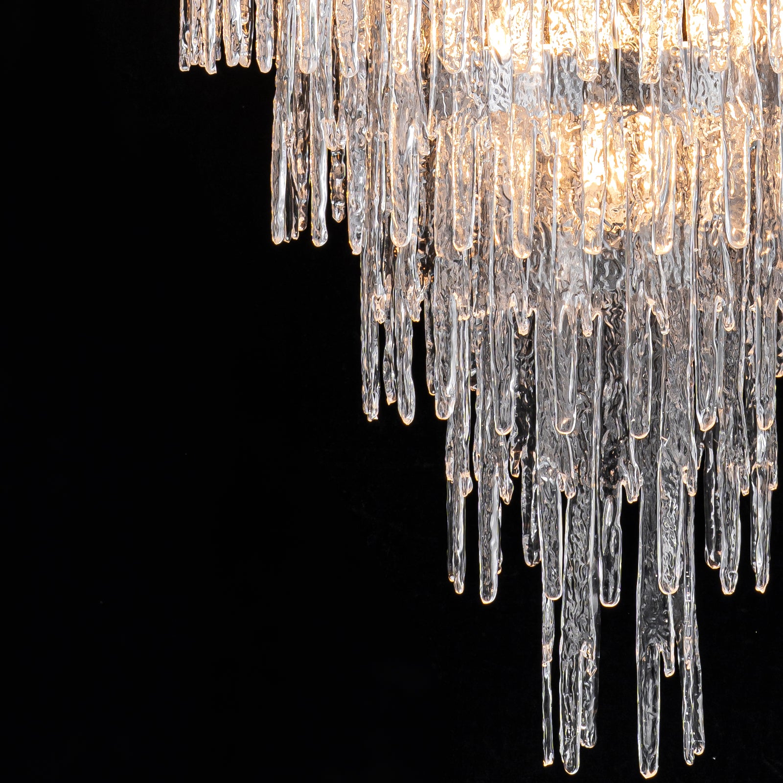 Glowlings 16-flammiger moderner, 71 cm breiter, 6-stufiger großer Wasserfall-Kronleuchter aus handgefertigtem Glas für das Wohnzimmer im Foyer
