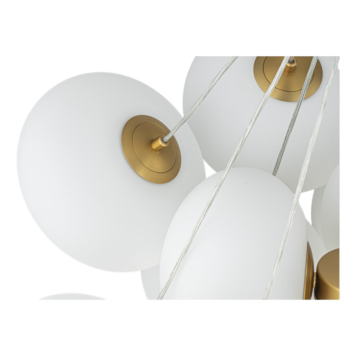 Glowlings 16-Light Modern Brass Cloud Chandelier, Mid-Century Milk Glass Bubble Pendant Light, Cluster Pebble Ceiling Hanging Fixture