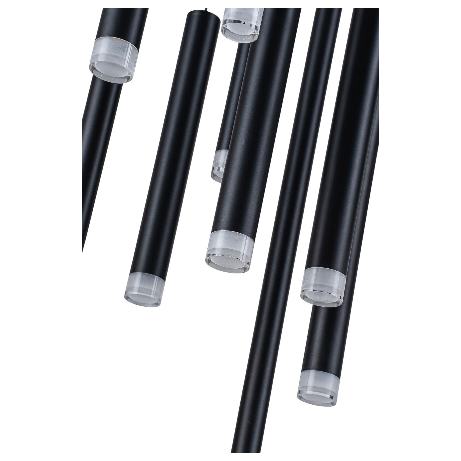Glowlings 16-Light Modern Cylinder Chandelier Matte Black Raindrop Pendant Light Adjustable Cascade
