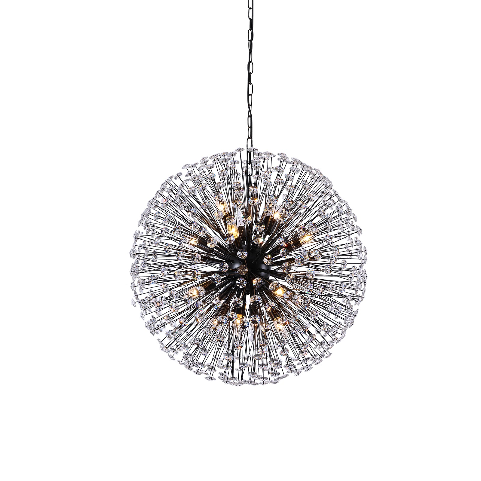 Glowlings 16-flammiger moderner 30" breiter Vintage-Kristall-Kronleuchter im Sputnik-Stil