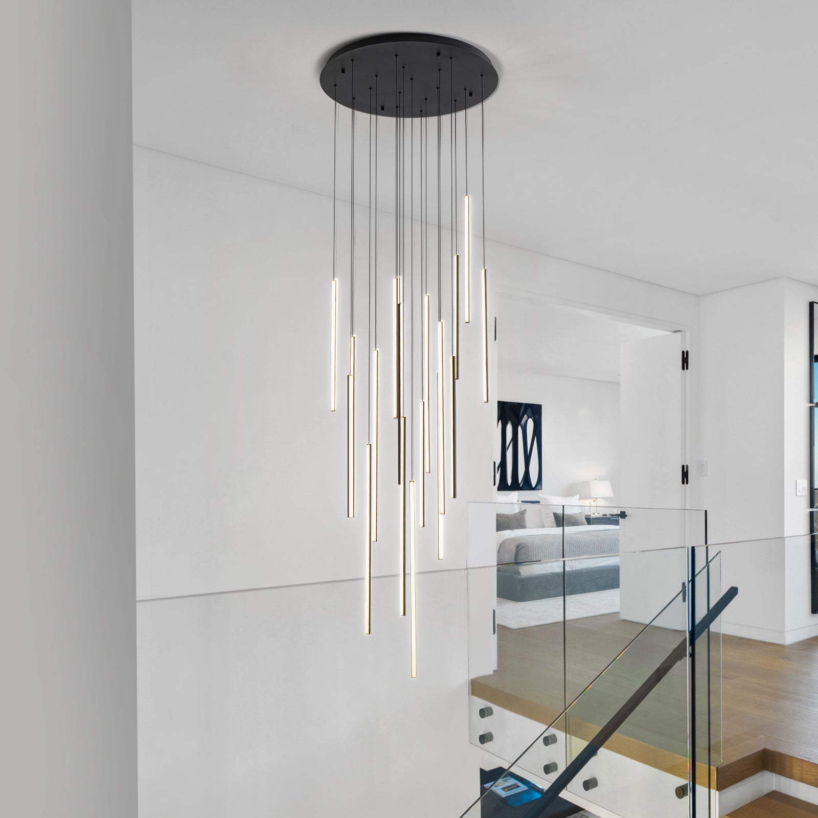 Glowlings 12/18-Licht Moderne Zylinder Linear LED Pendelleuchte für Treppenhaus