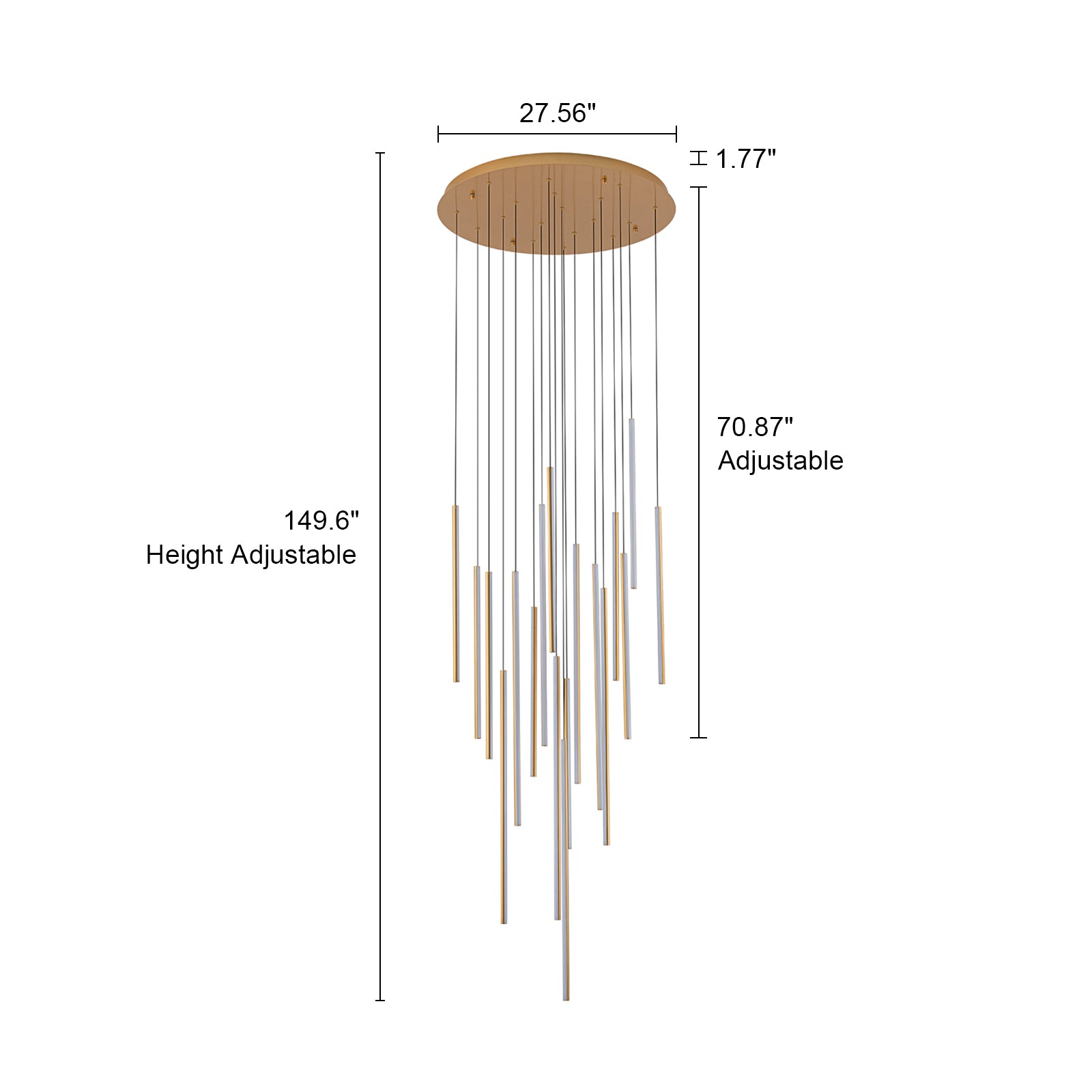 Glowlings 12/18-Licht Moderne Zylinder Linear LED Pendelleuchte für Treppenhaus