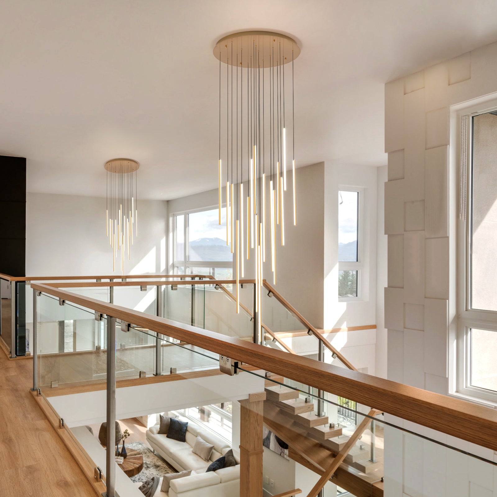 Glowlings 12/18-Licht Moderne Zylinder Linear LED Pendelleuchte für Treppenhaus