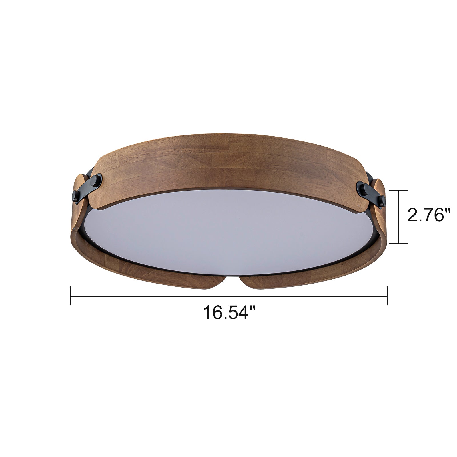 Glowlings 1-Light Framhouse 17"Wide Round LED Walnut Wood Flush Mount Ceiling Light