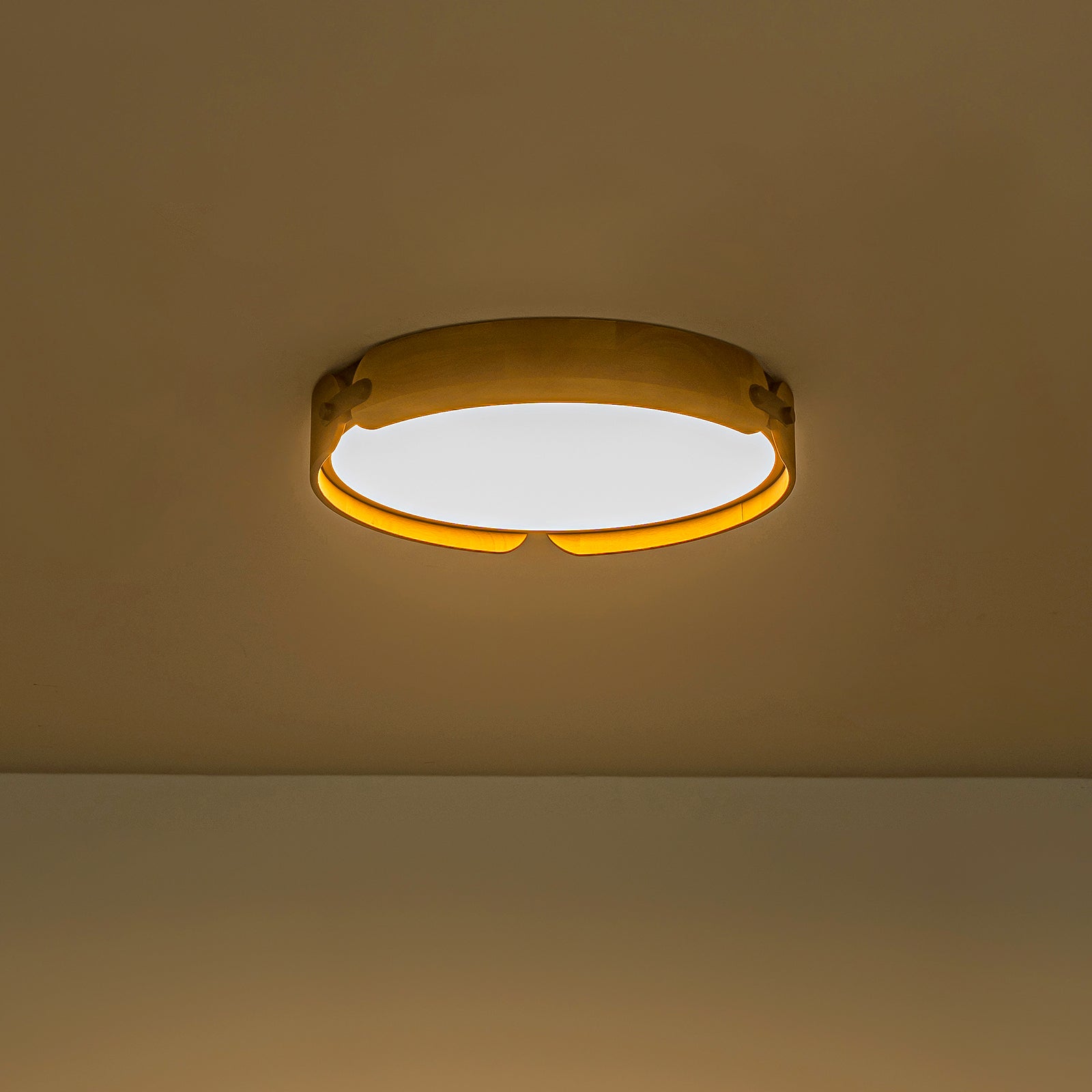Glowlings 1-Light Framhouse 17"Wide Round LED Walnut Wood Flush Mount Ceiling Light