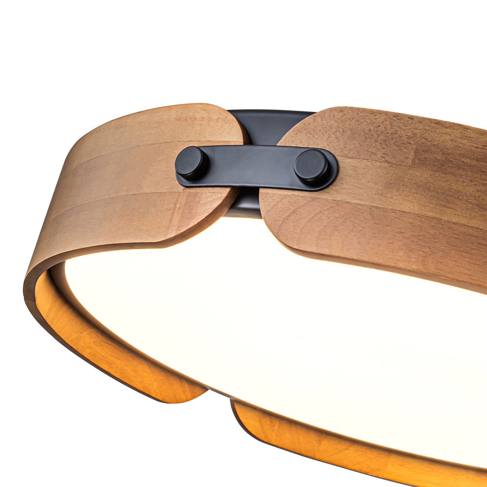 Glowlings 1-Light Framhouse 17"Wide Round LED Walnut Wood Flush Mount Ceiling Light