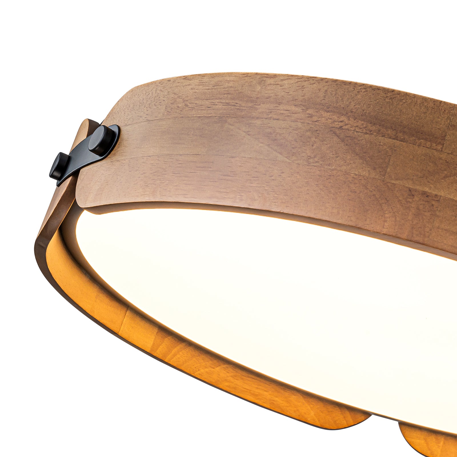 Glowlings 1-Light Framhouse 17"Wide Round LED Walnut Wood Flush Mount Ceiling Light