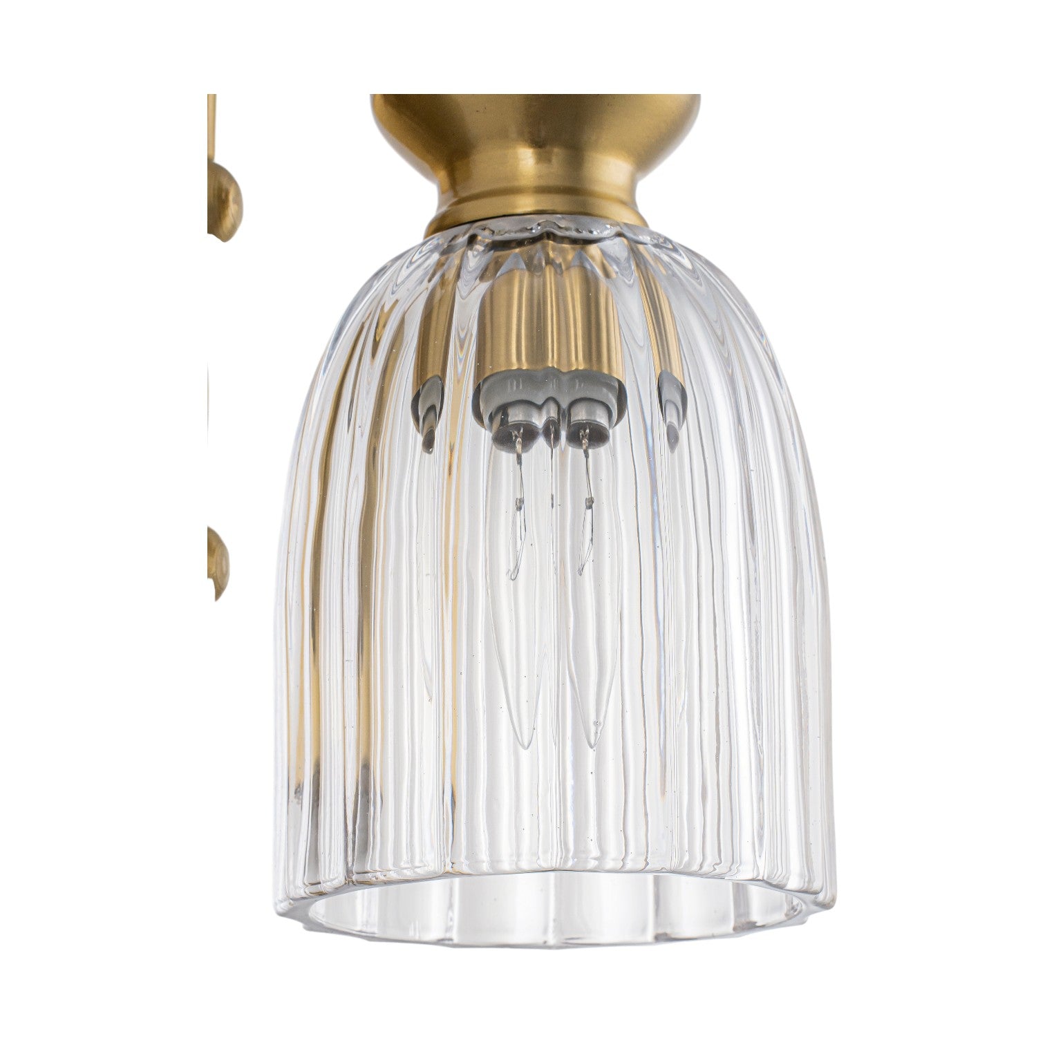 Glowlings 1-Light Modern Antique Brass Ribbed Fluted Bell Glass Shade Gooseneck Wall Sconce