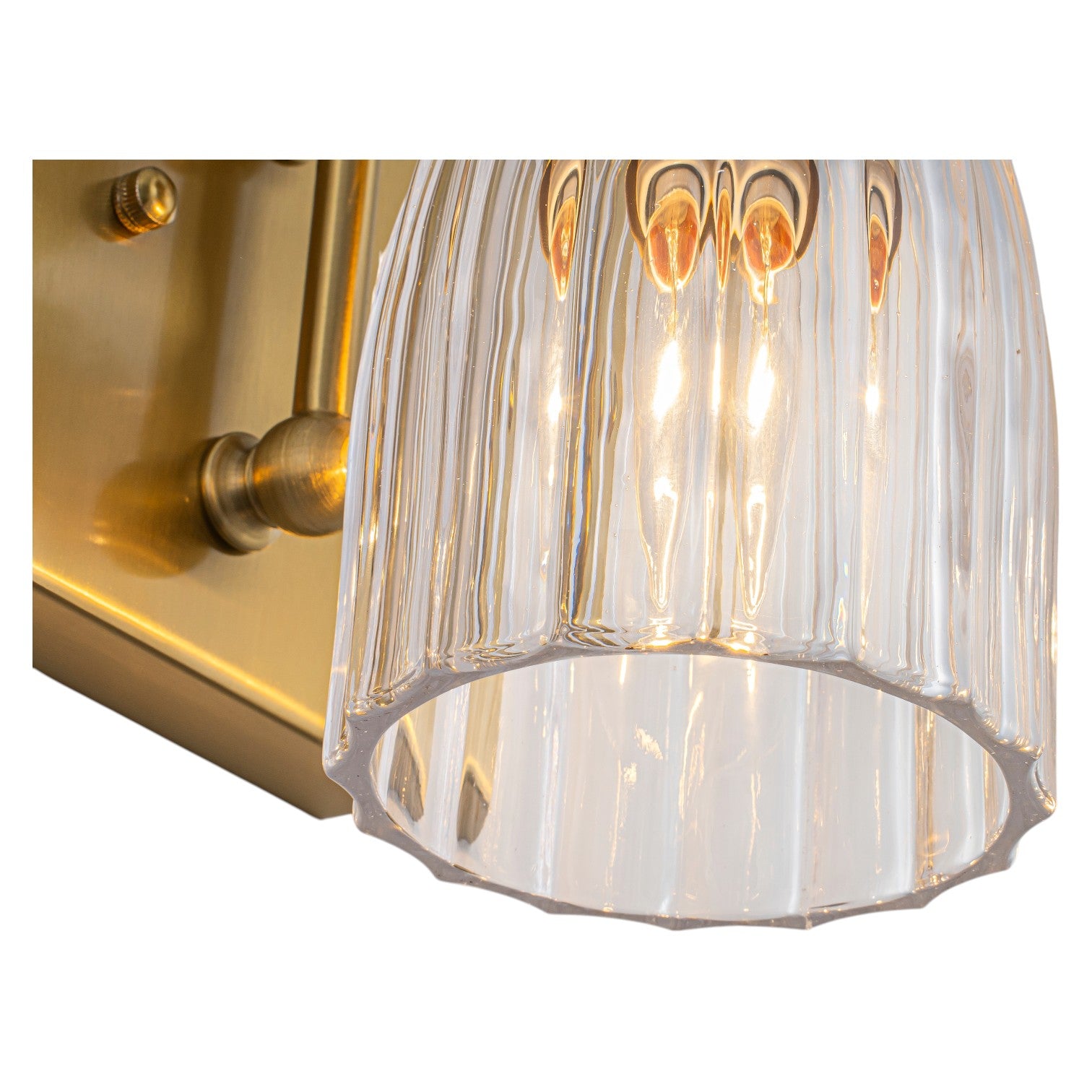 Glowlings 1-Light Modern Antique Brass Ribbed Fluted Bell Glass Shade Gooseneck Wall Sconce