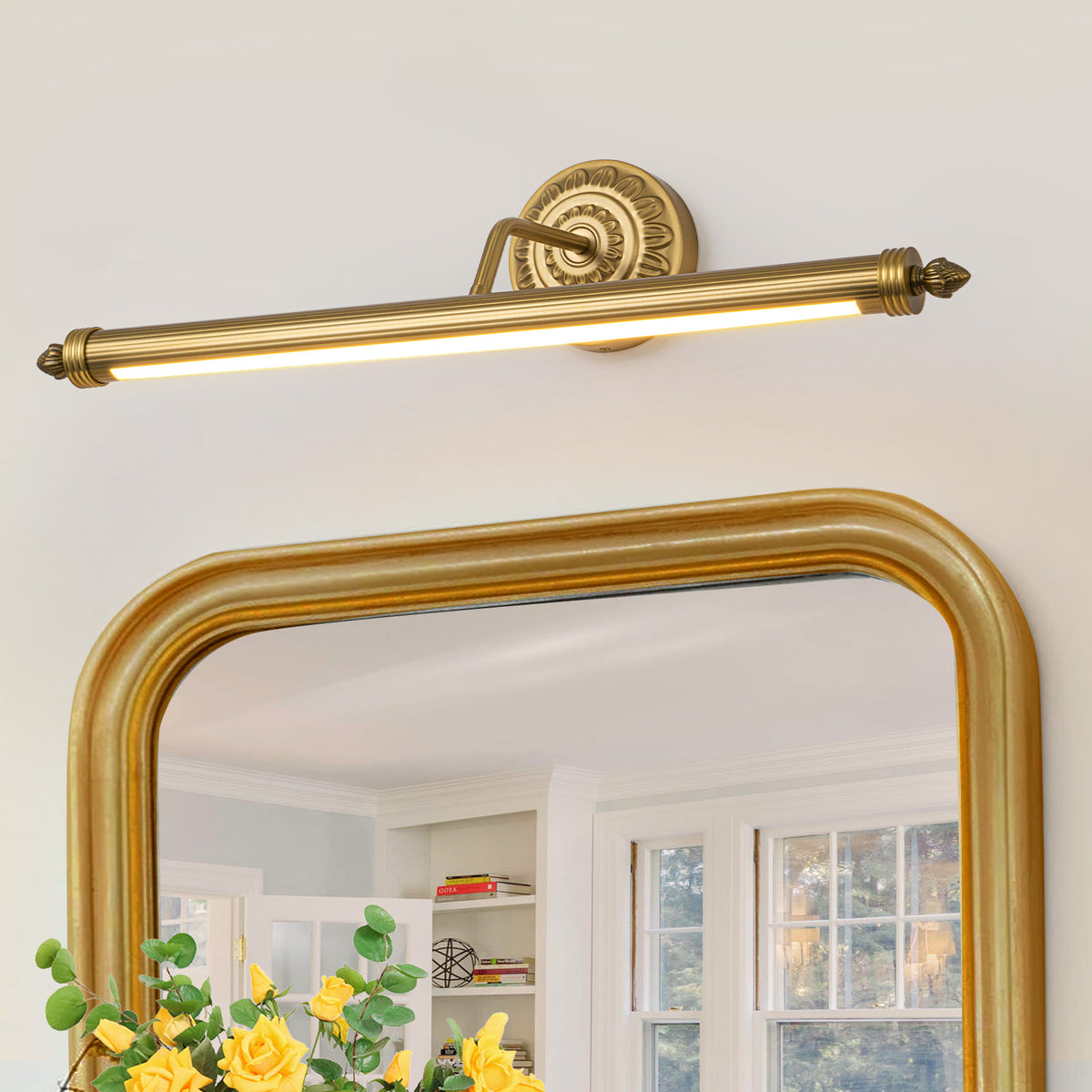 Glowlings 1-Light Antique Brass LED Picture Light, Dimmable Wall Mounted Art Light Sconce for Paintings Gallery Display