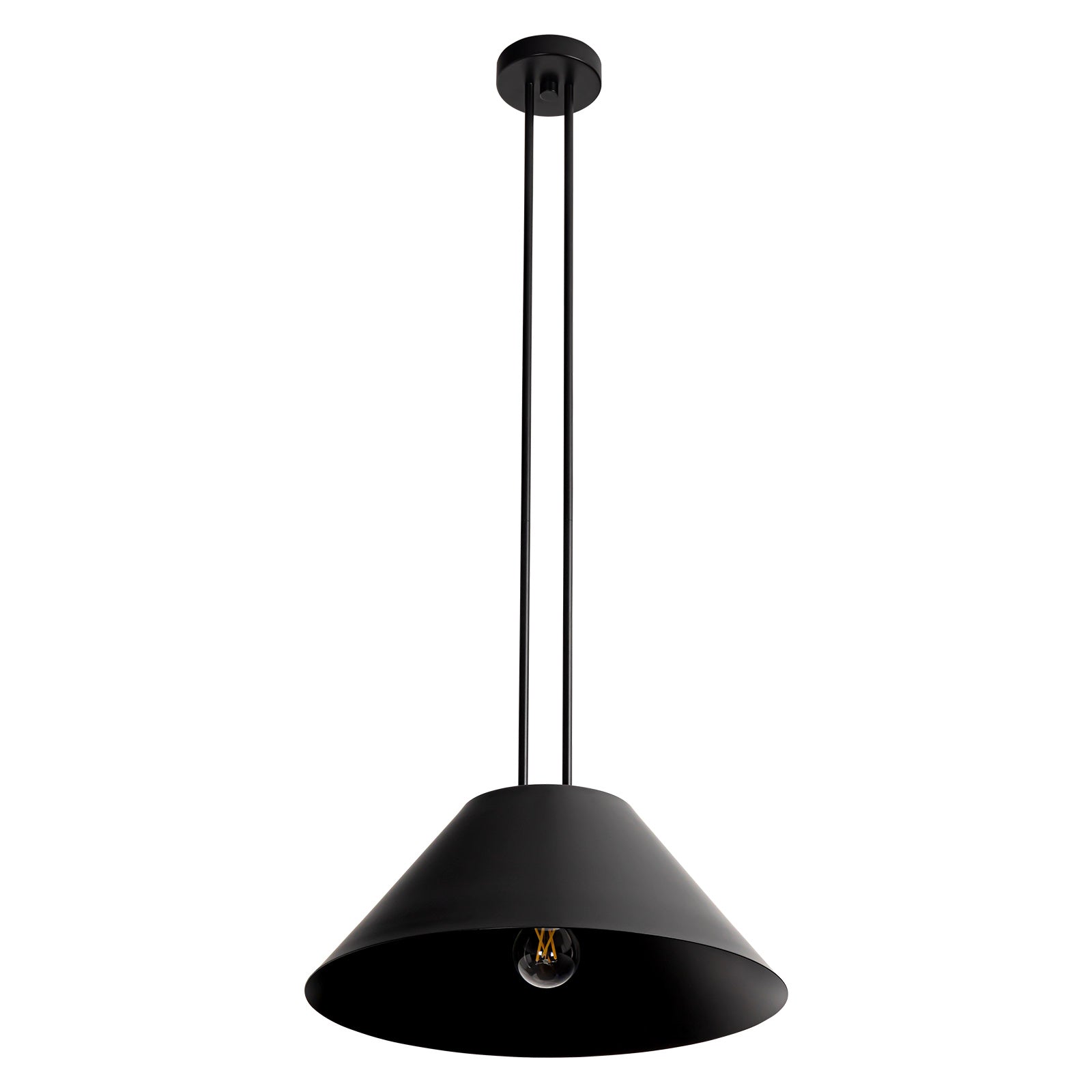 Glowlings 1-Light Modern 17"Wide Industrial Cone Black Dome Pendant Light Island Light