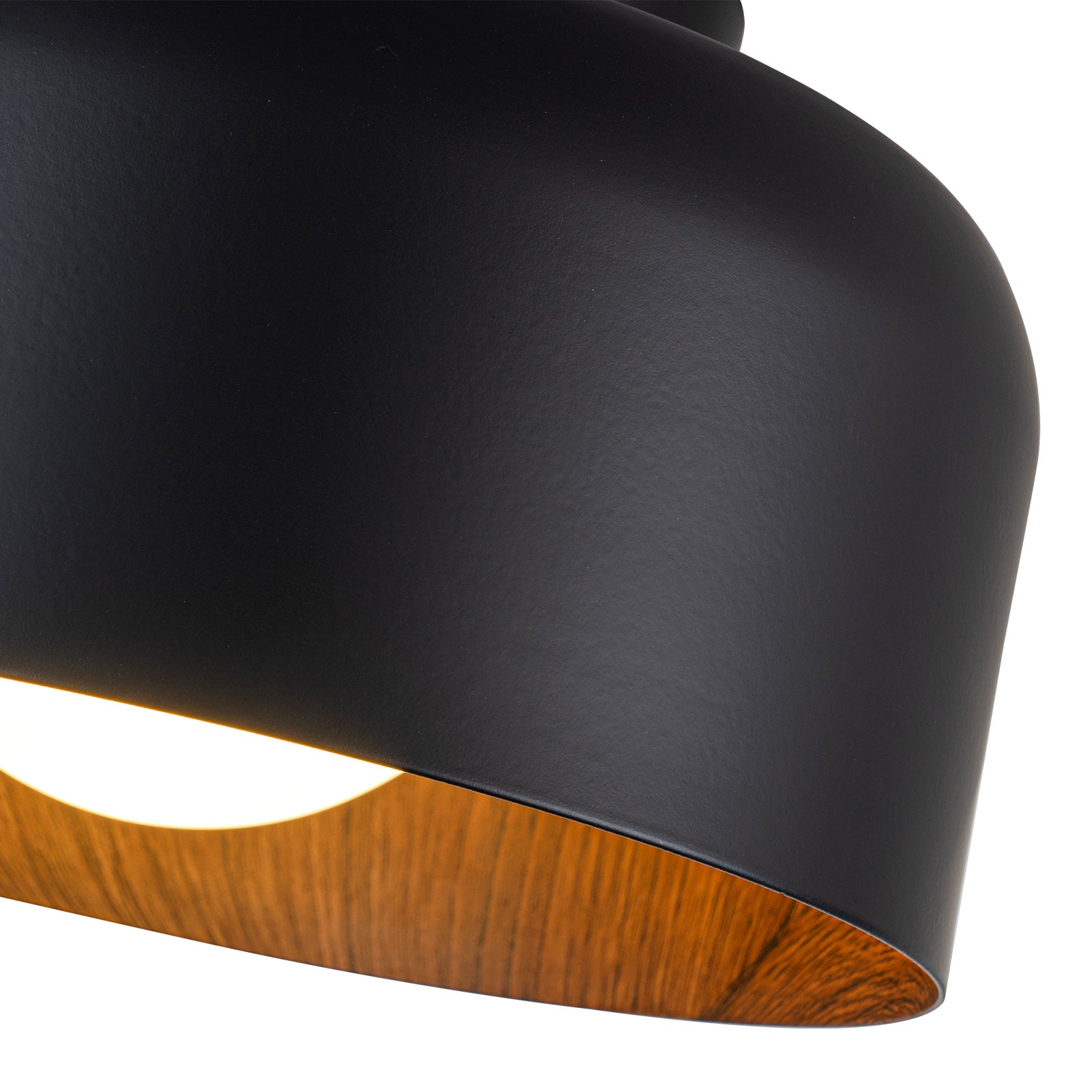 Glowlings 1-Light Modern Black Walnut Wood Opal Glass Mini Flush Mount Ceiling Light