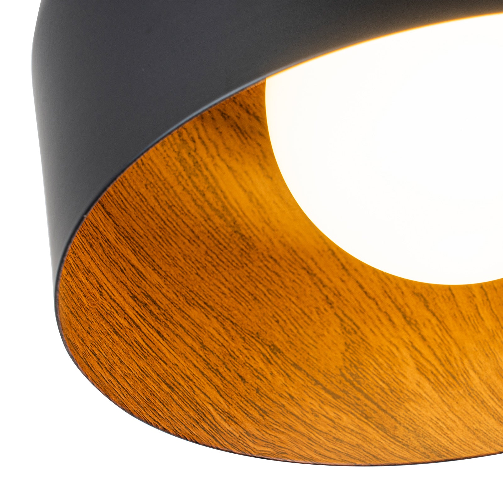 Glowlings 1-Light Modern Black Walnut Wood Opal Glass Mini Flush Mount Ceiling Light