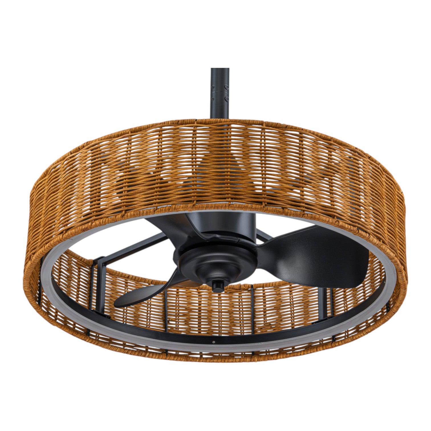 Glowlings 1-Light Boho Hand-Woven Rattan Ceiling Fan with Lights and Remote/APP Control, Caged Fandelier with Quiet Reversible DC Motor