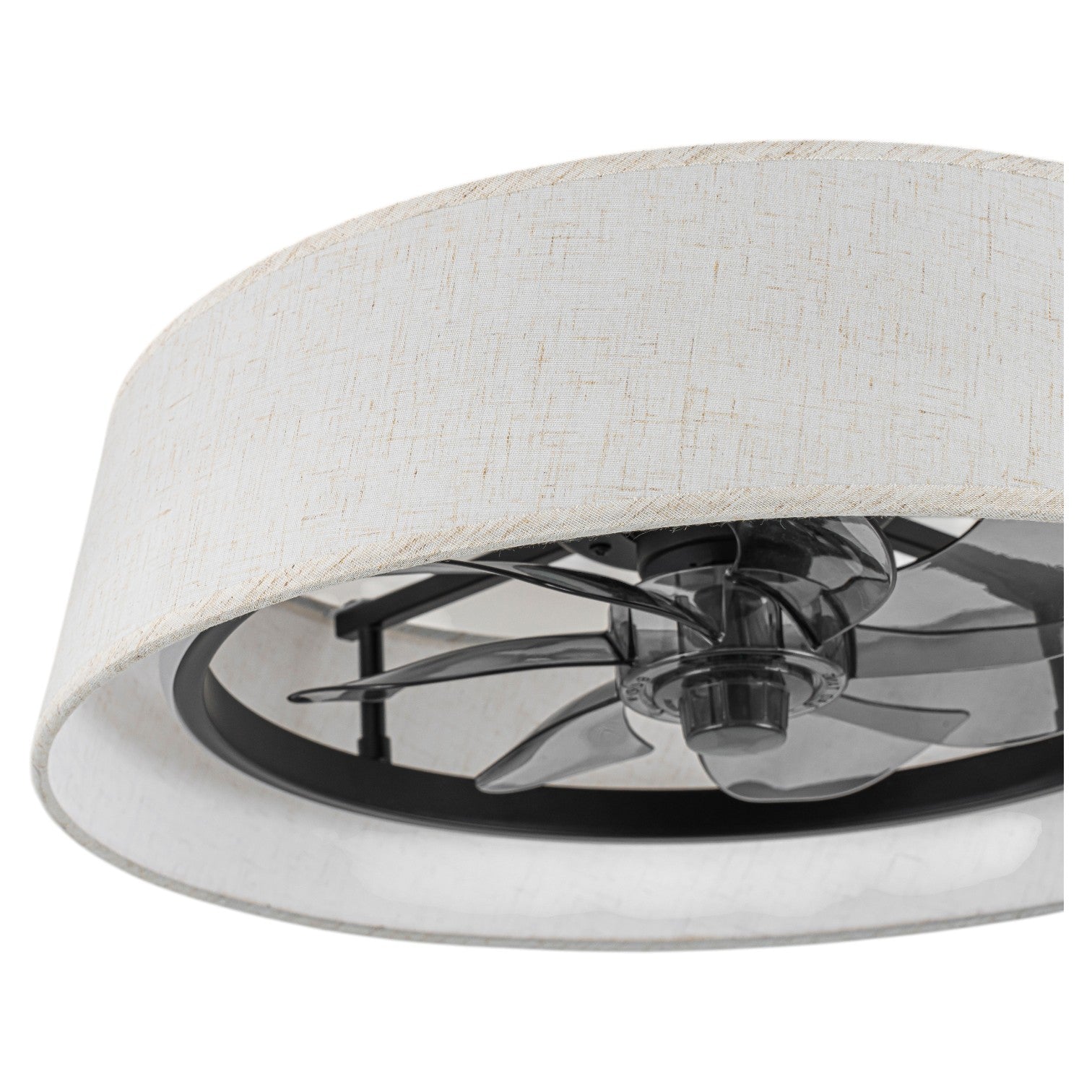 Glowlings 1-Light Modern Bladeless Linen Fabric Shade Drum LED Ceiling Fan with Remote