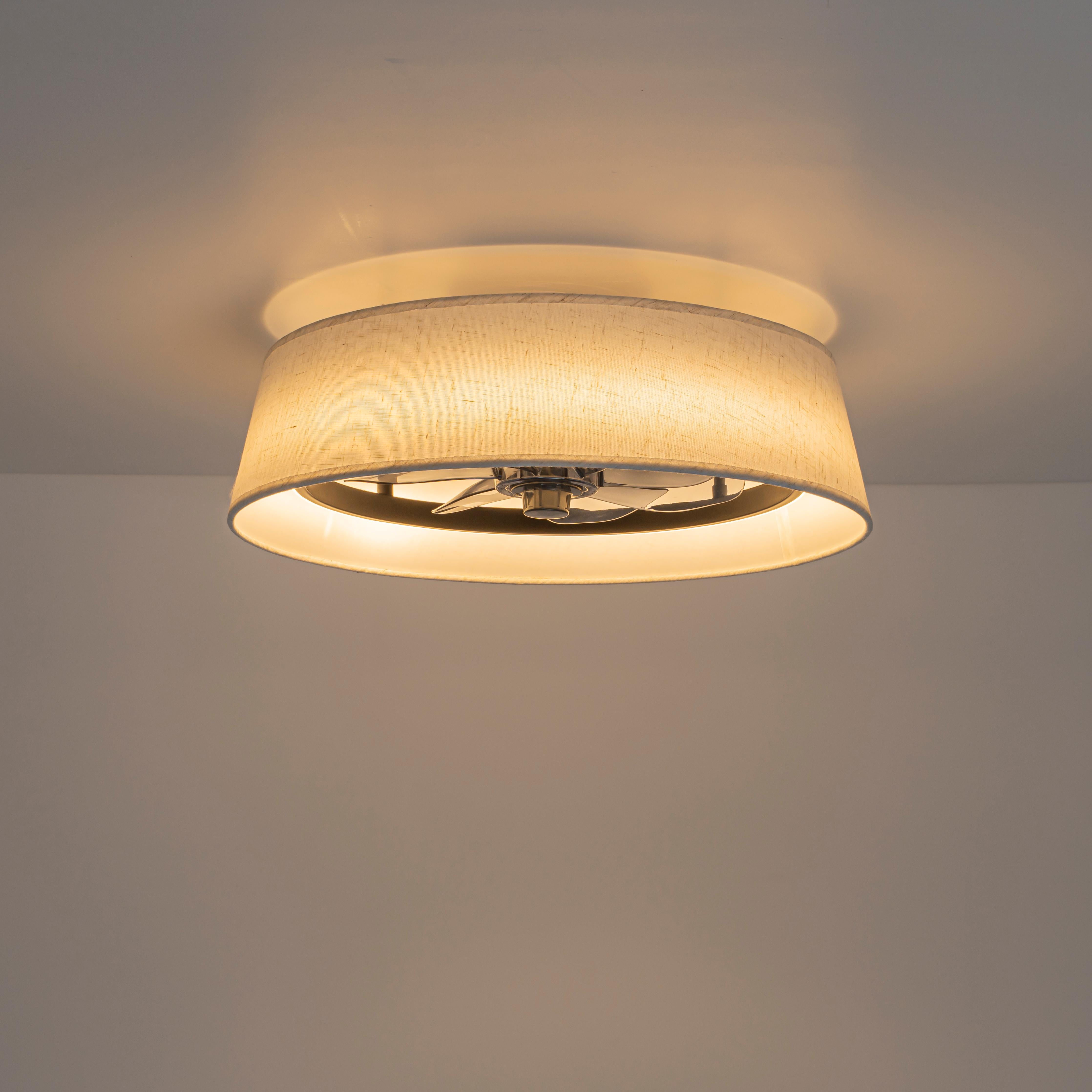 Glowlings 1-Light Modern Bladeless Linen Fabric Shade Drum LED Ceiling Fan with Remote