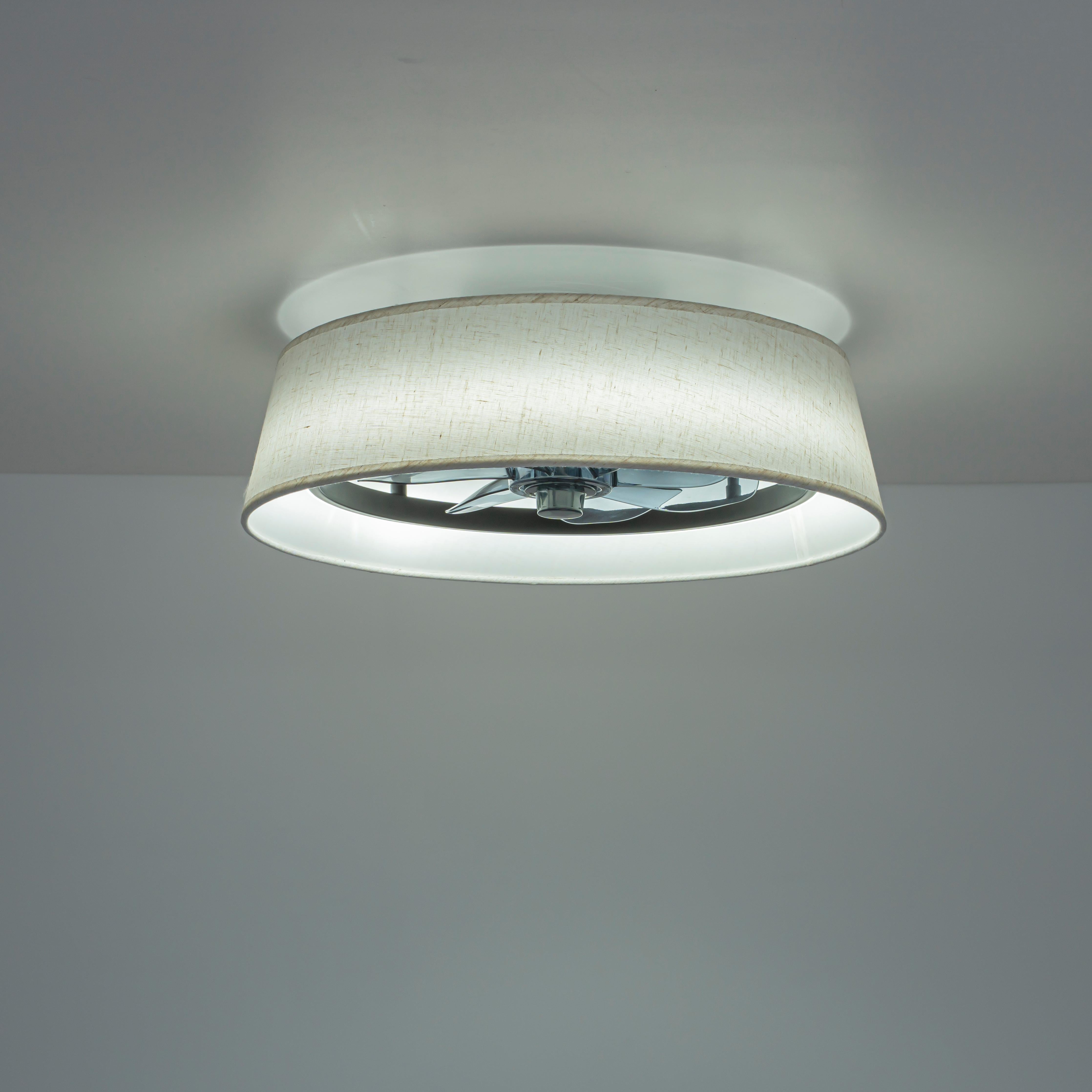 Glowlings 1-Light Modern Bladeless Linen Fabric Shade Drum LED Ceiling Fan with Remote