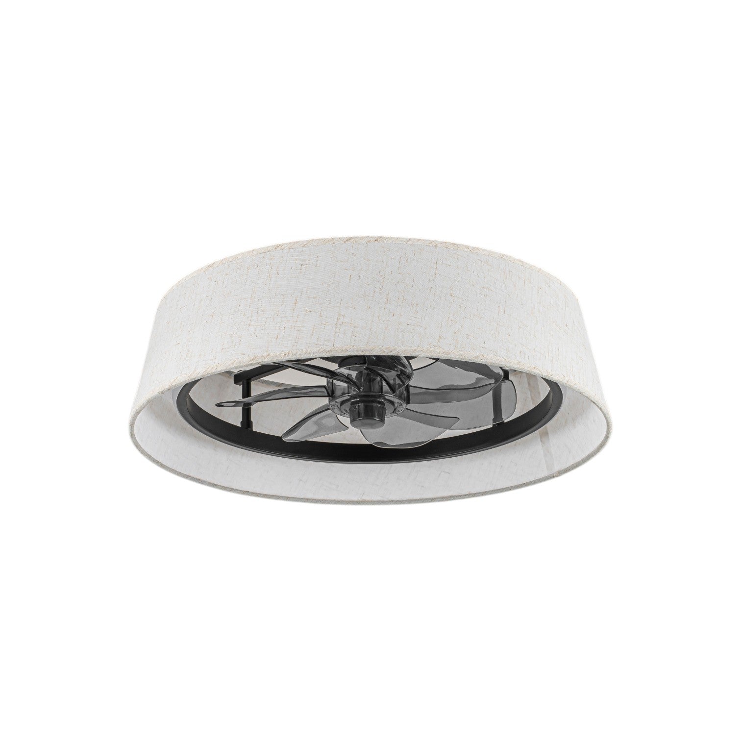 Glowlings 1-Light Modern Bladeless Linen Fabric Shade Drum LED Ceiling Fan with Remote