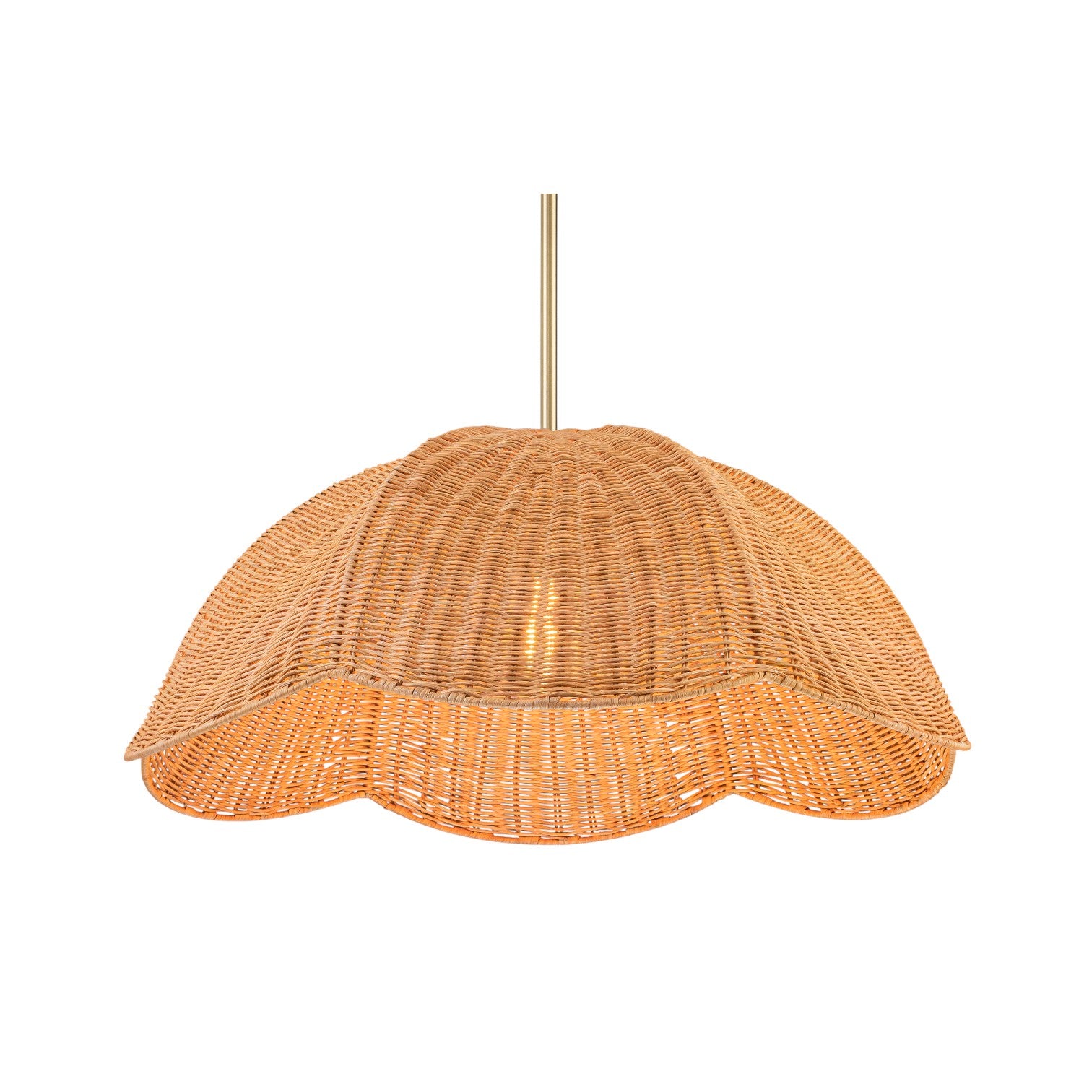 Glowlings 1-Light Boho 24"Wide Rattan Handwoven Natural Wicker Dome Pendant Light